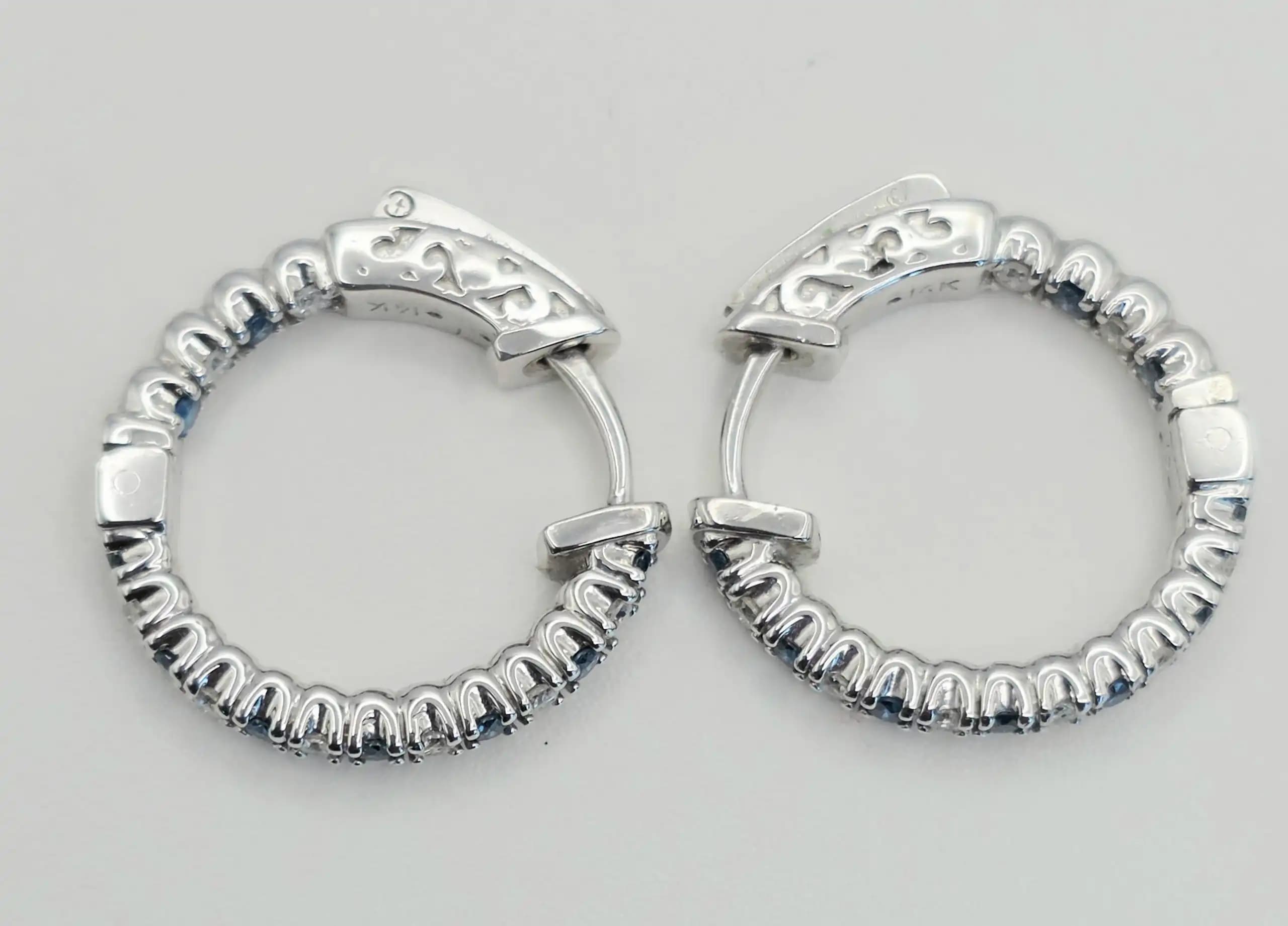 0.60 cts round natural diamond huggie hoop earrings in 14K white gold