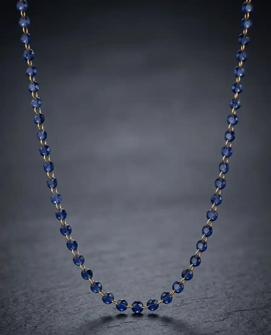20.48 cts oval natural blue sapphire long necklace in 14K yellow gold