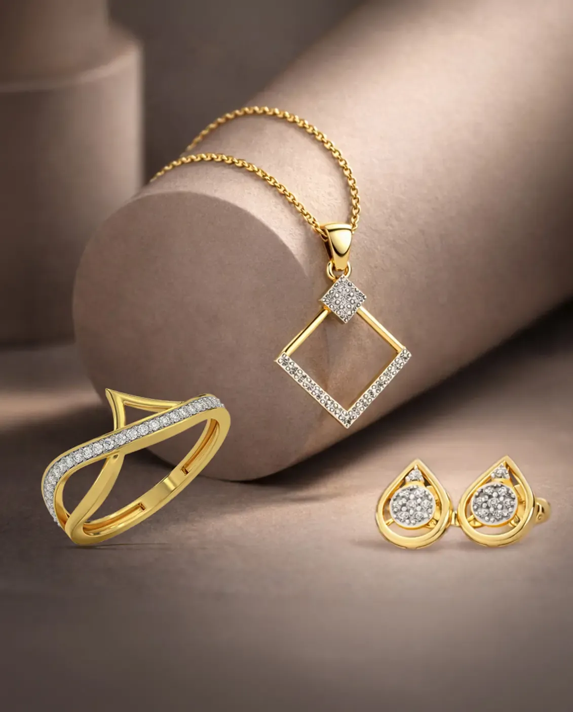 Yellow, white, and rose gold bands resting together