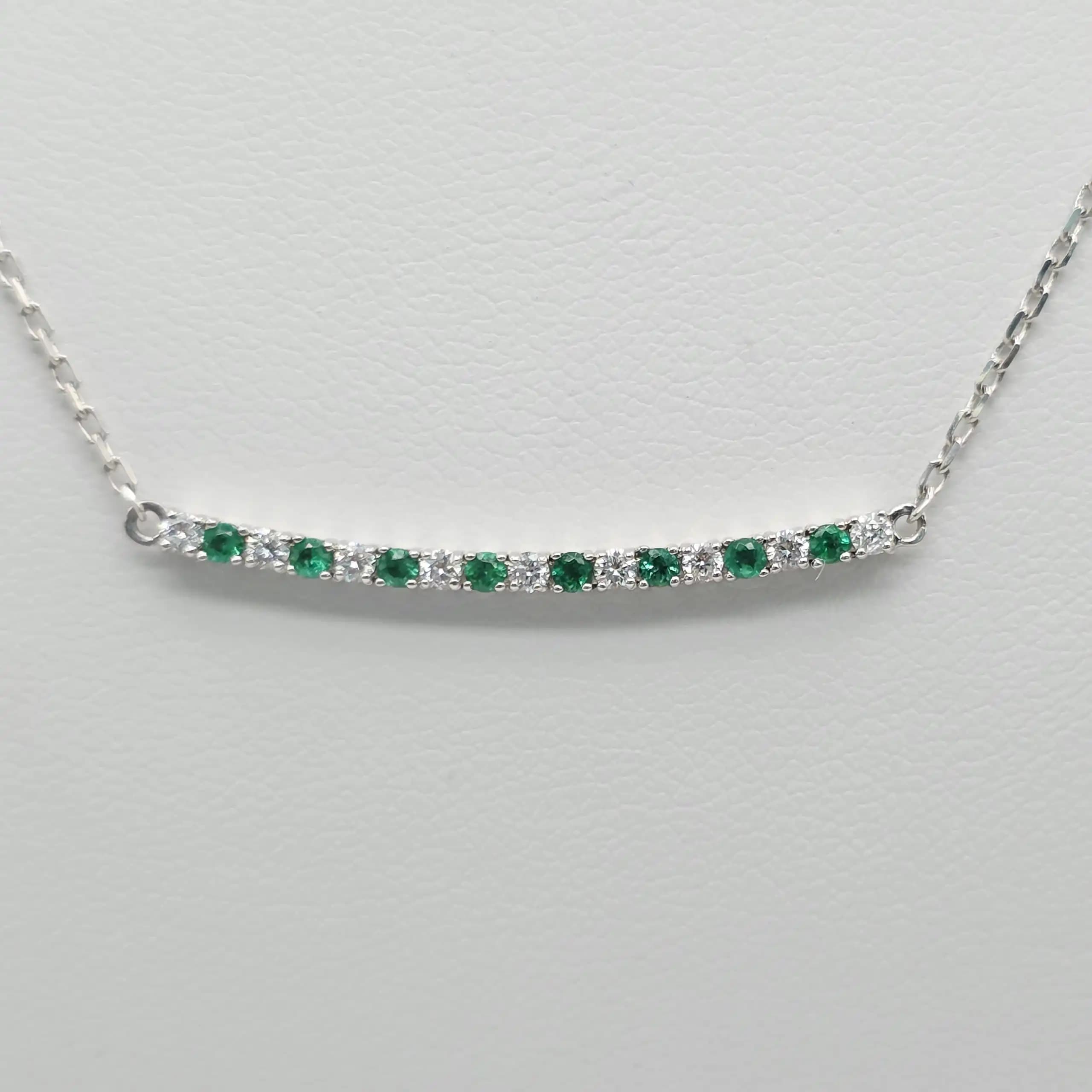 Diamond Emerald Bar Necklace