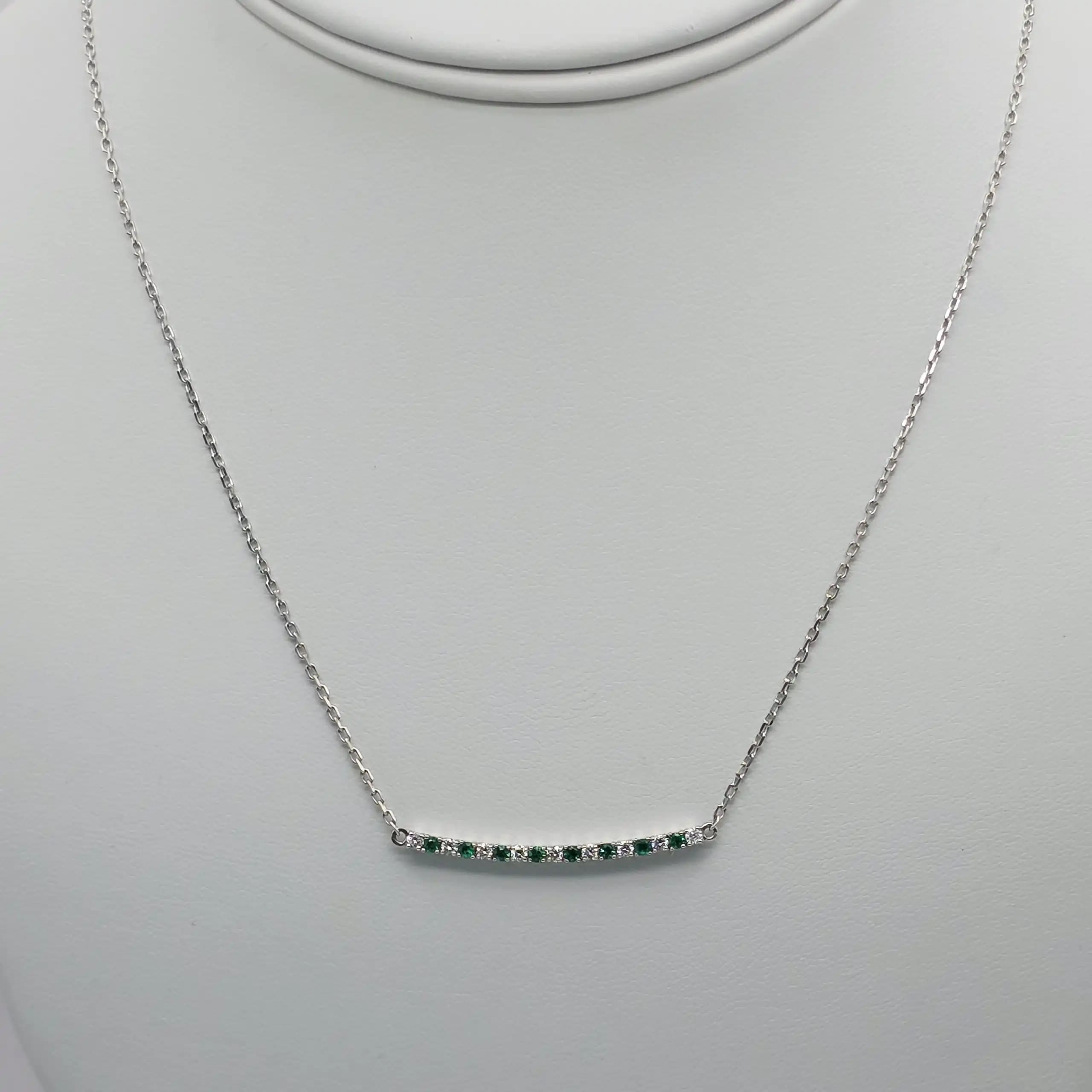 Diamond Emerald Bar Necklace