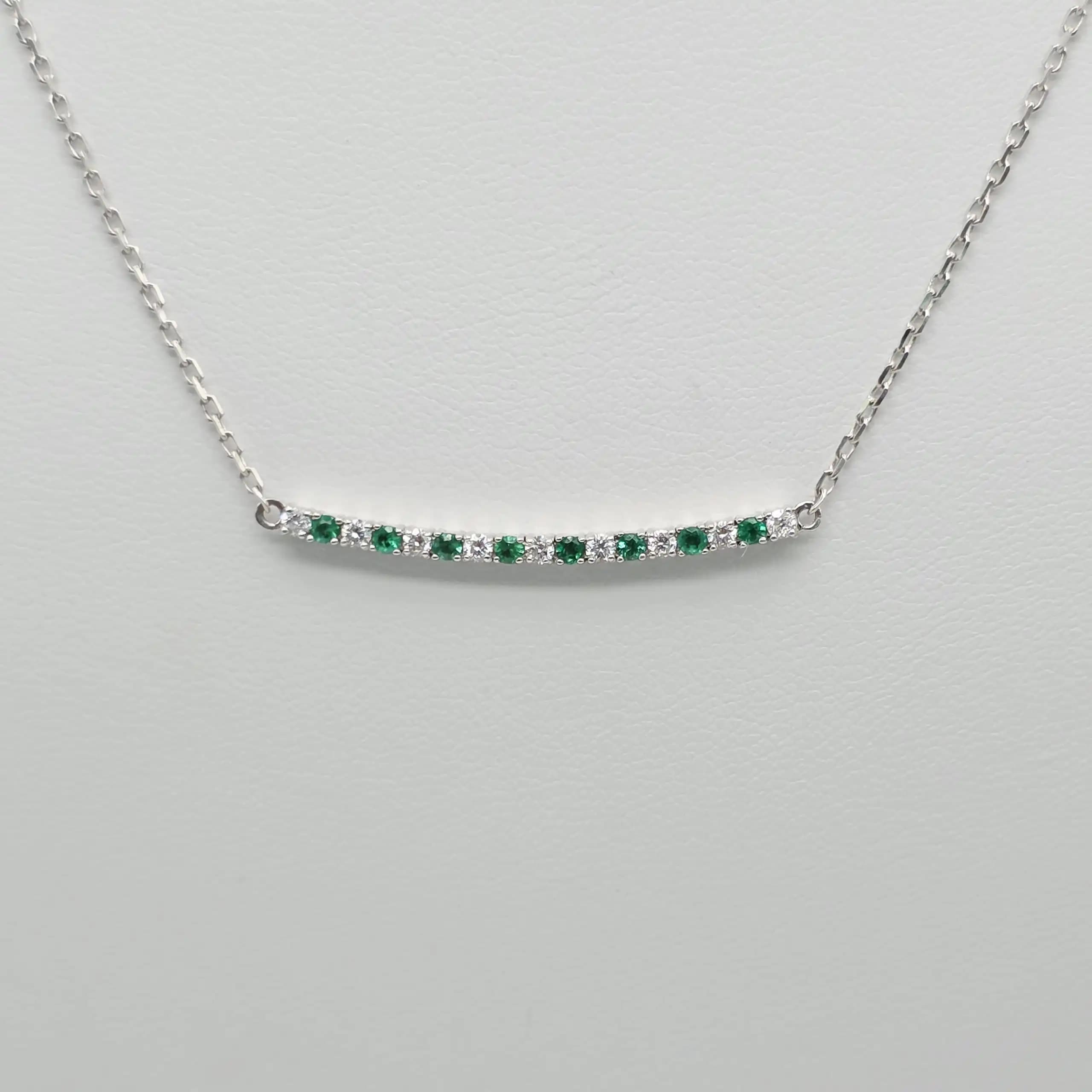 Diamond Emerald Bar Necklace