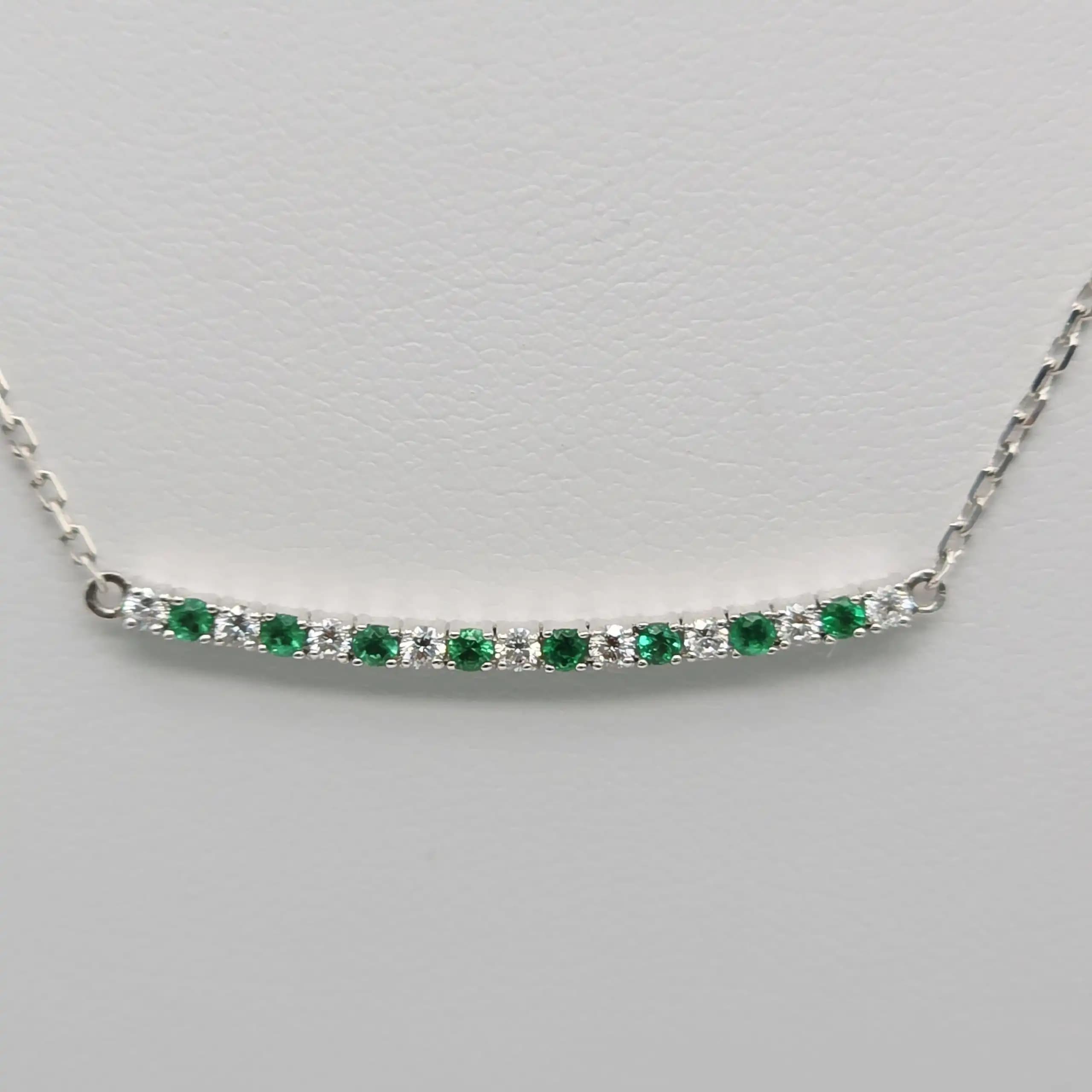 Diamond Emerald Bar Necklace