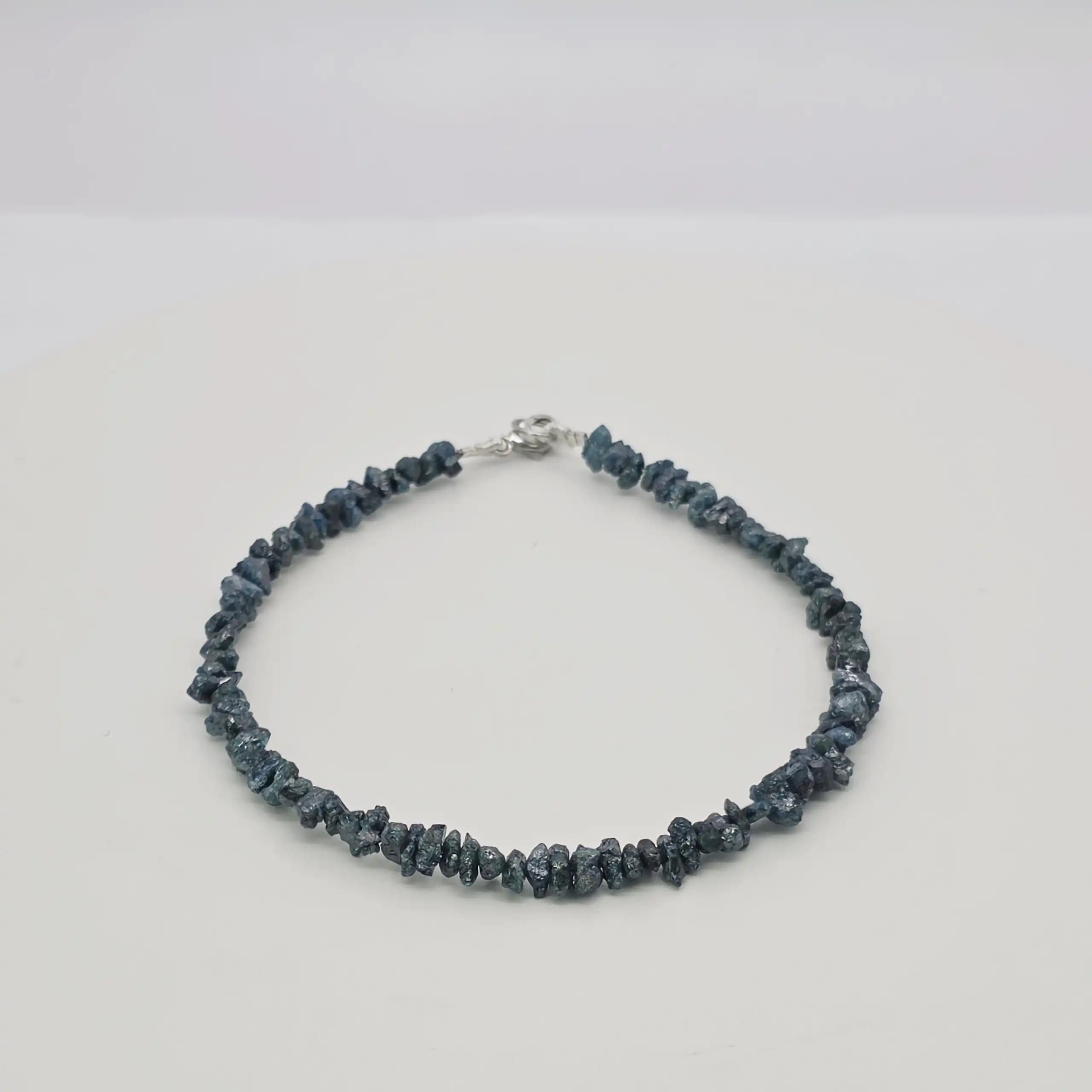 14.50 to 16.50 cts raw natural blue diamond chip bracelet in 14K white gold