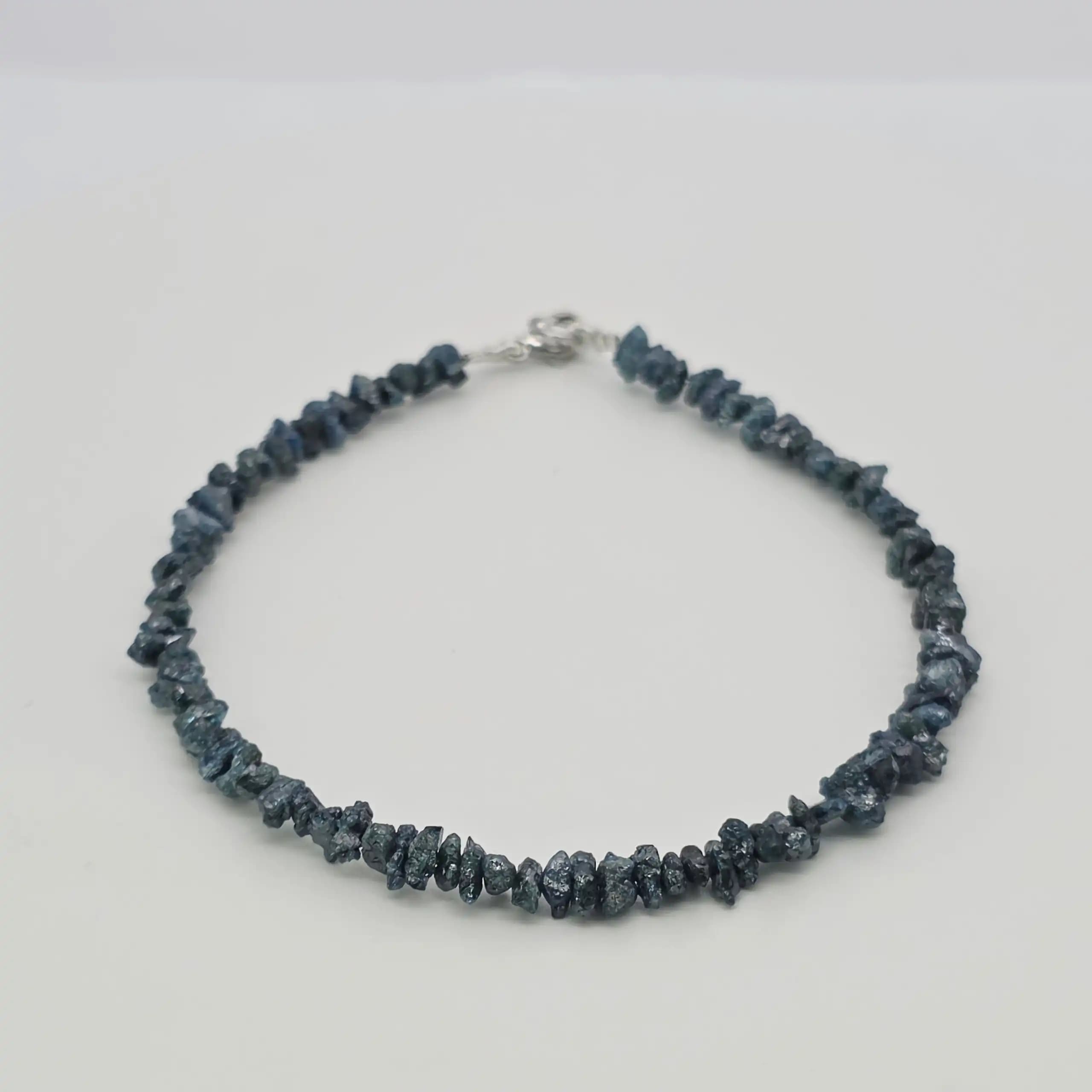 14.50 to 16.50 cts raw natural blue diamond chip bracelet in 14K white gold