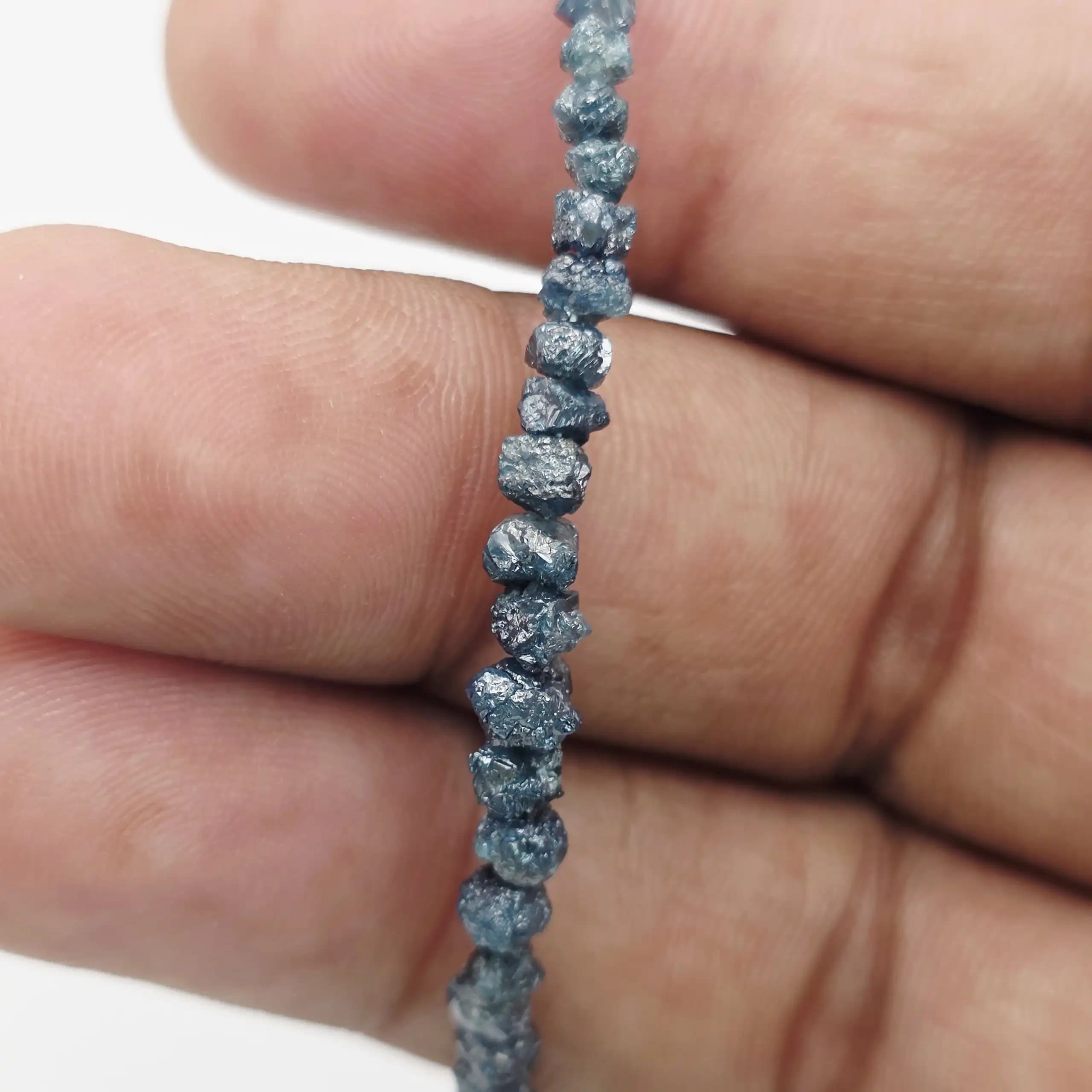 17.20 to 20.00 cts raw natural blue diamond chip bracelet in 14K white gold