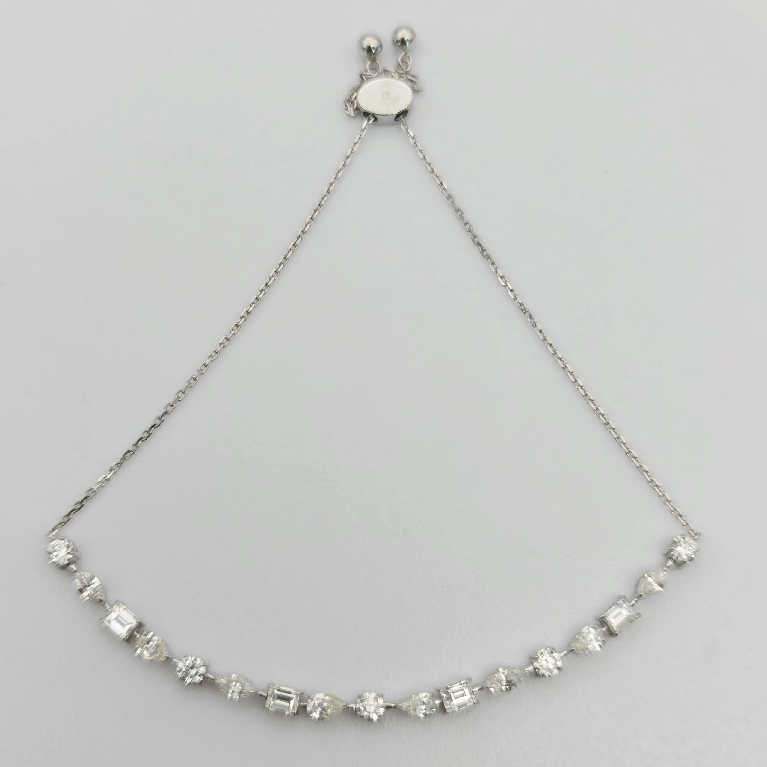 1.62 cts multi shape natural diamond tennis bracelet in 18K white gold