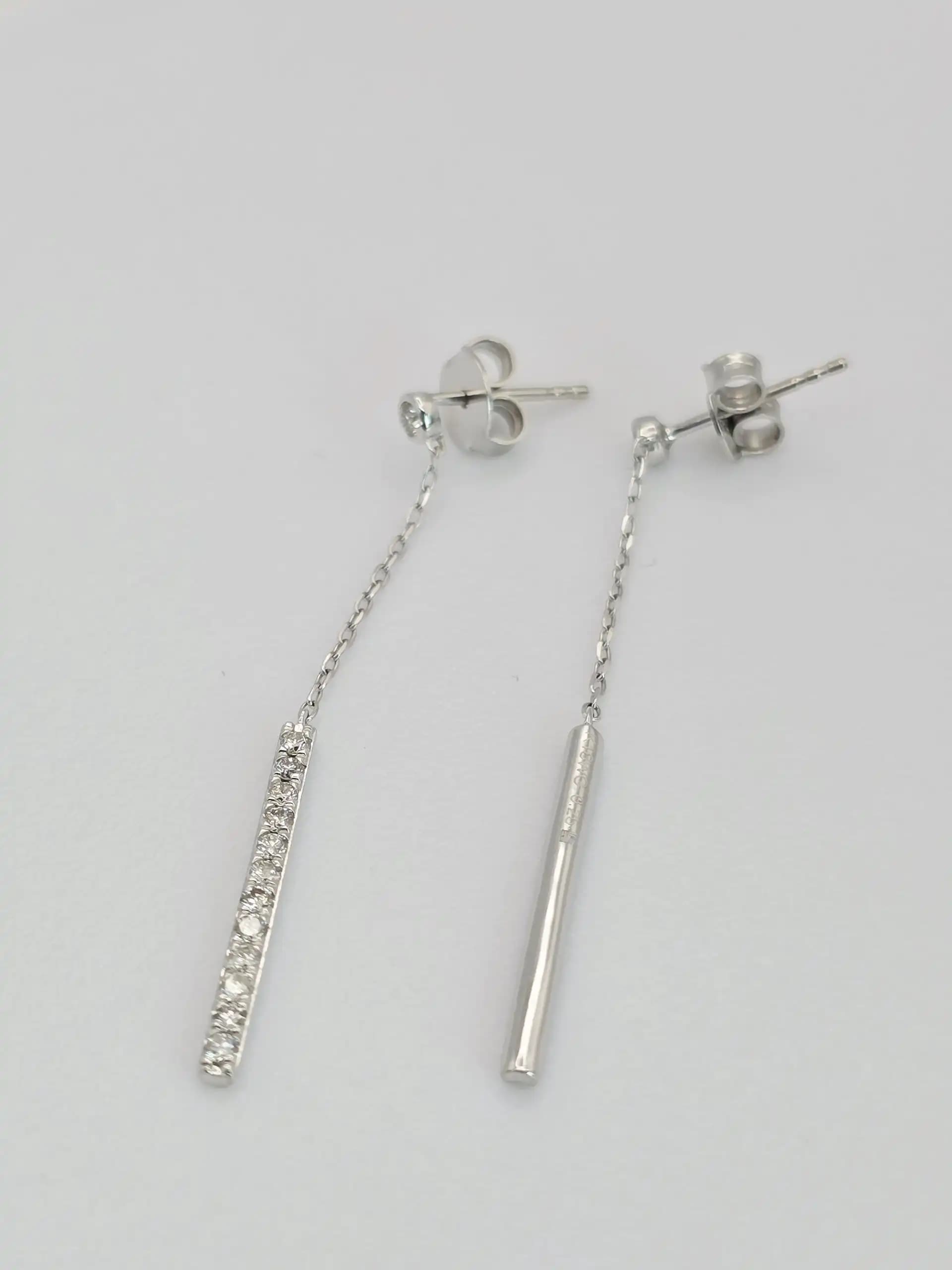 Diamond Chain Bar Drop Earring with pushback lock