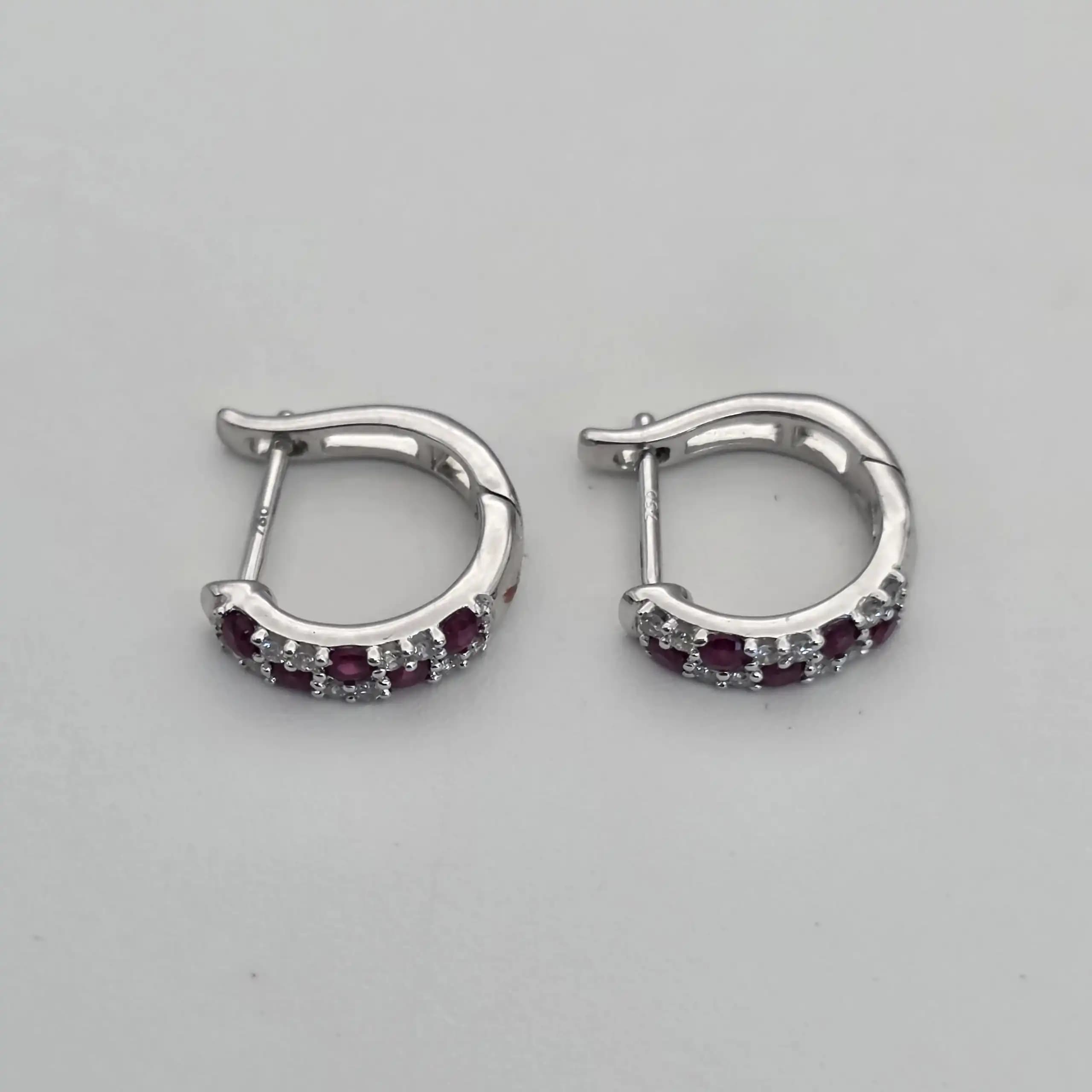 Ruby And diamond Hoop Earring