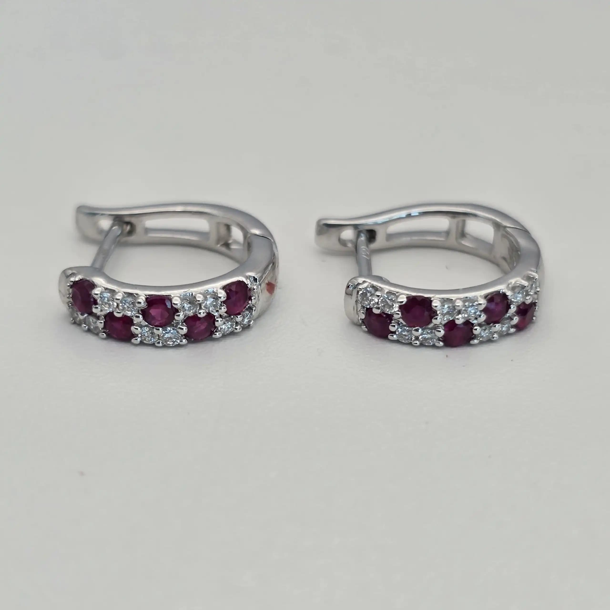 Ruby And diamond Hoop Earring
