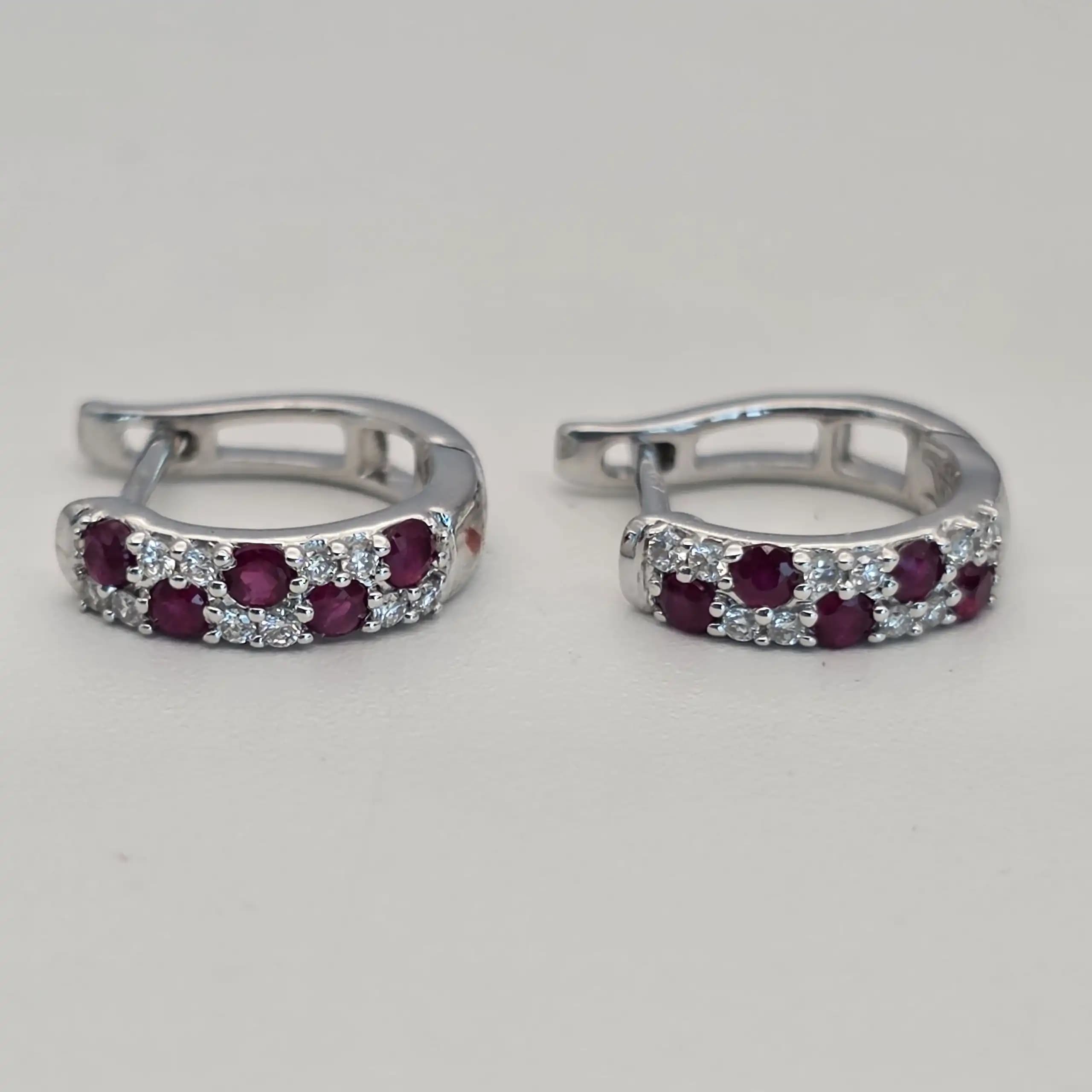 Ruby And diamond Hoop Earring
