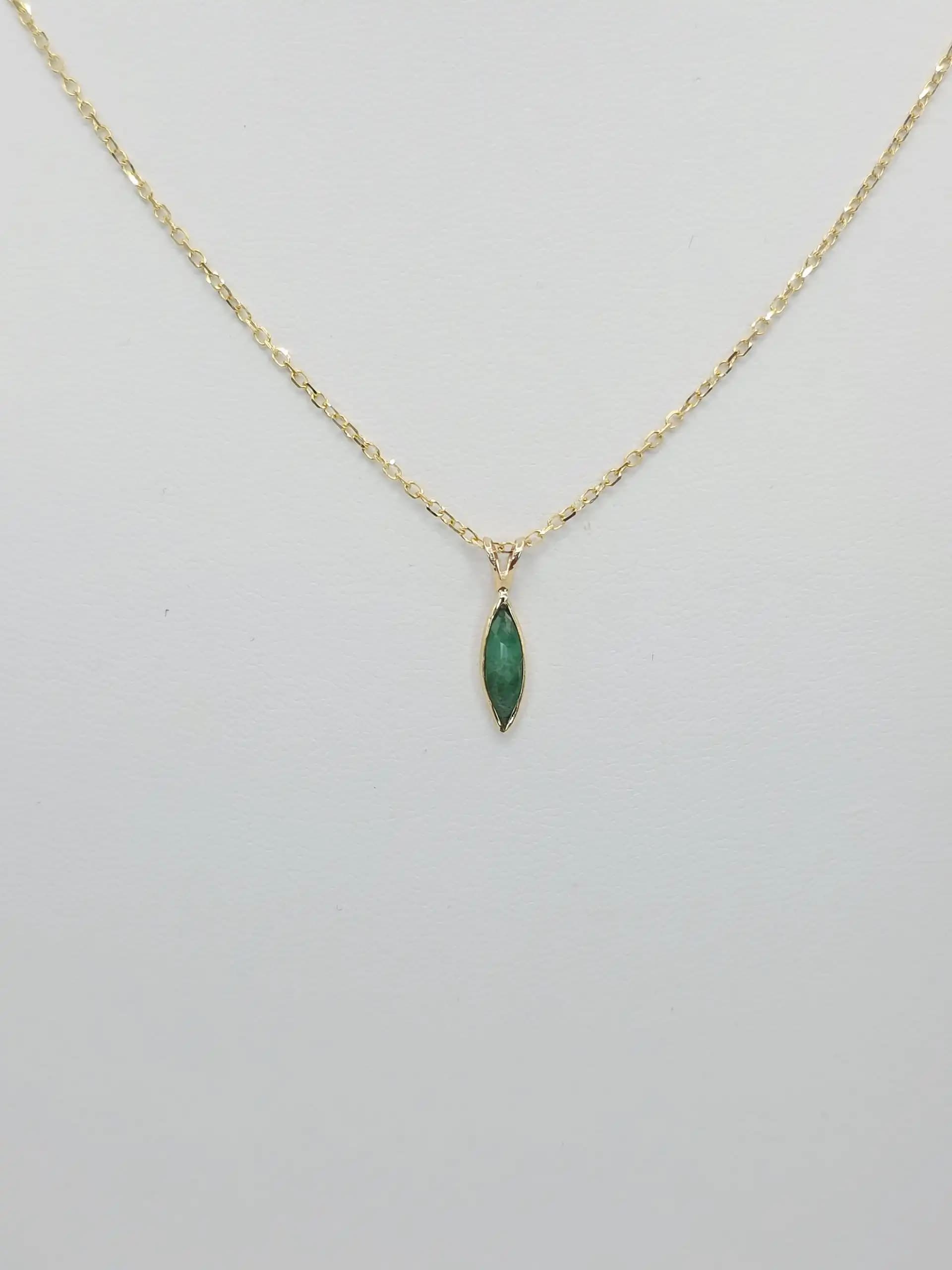 Marquise Shape Natural Emerlad Pendent Necklace