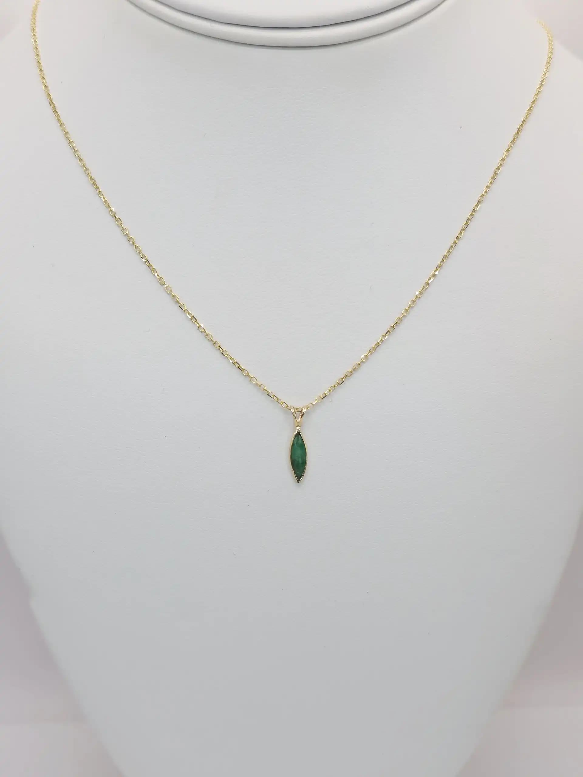 Marquise Shape Natural Emerlad Pendent Necklace