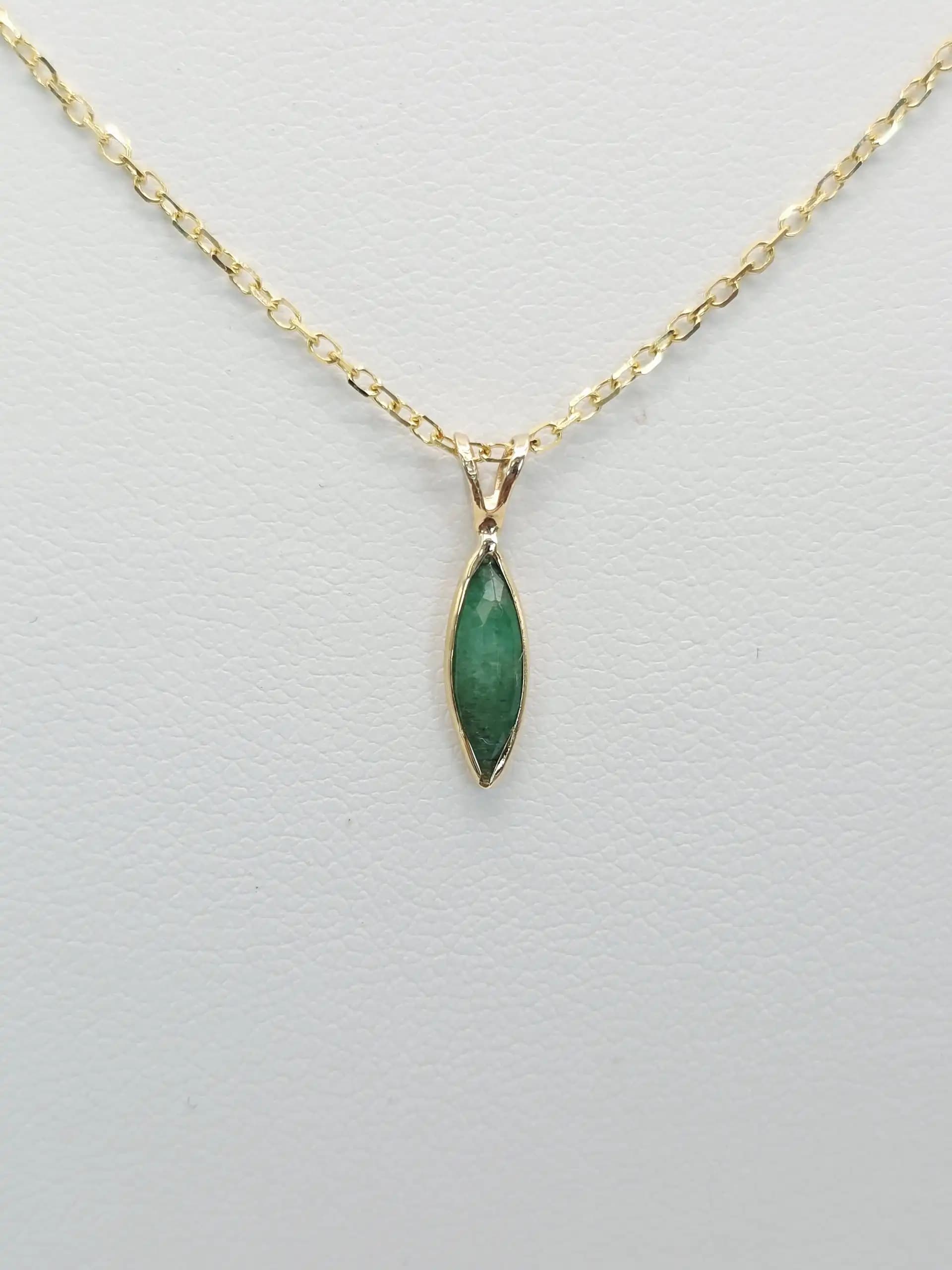 Marquise Shape Natural Emerlad Pendent Necklace
