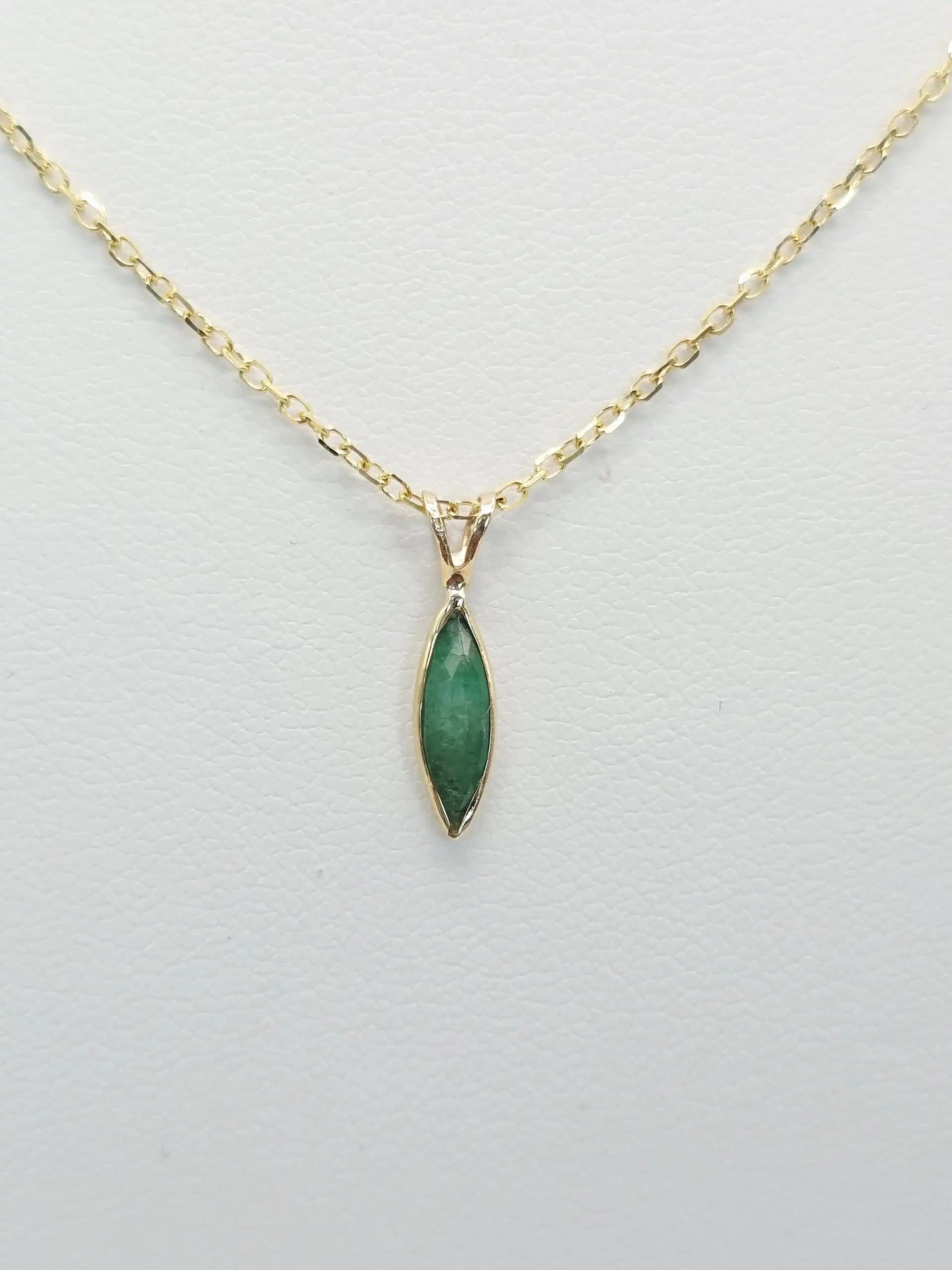 Marquise Shape Natural Emerlad Pendent Necklace