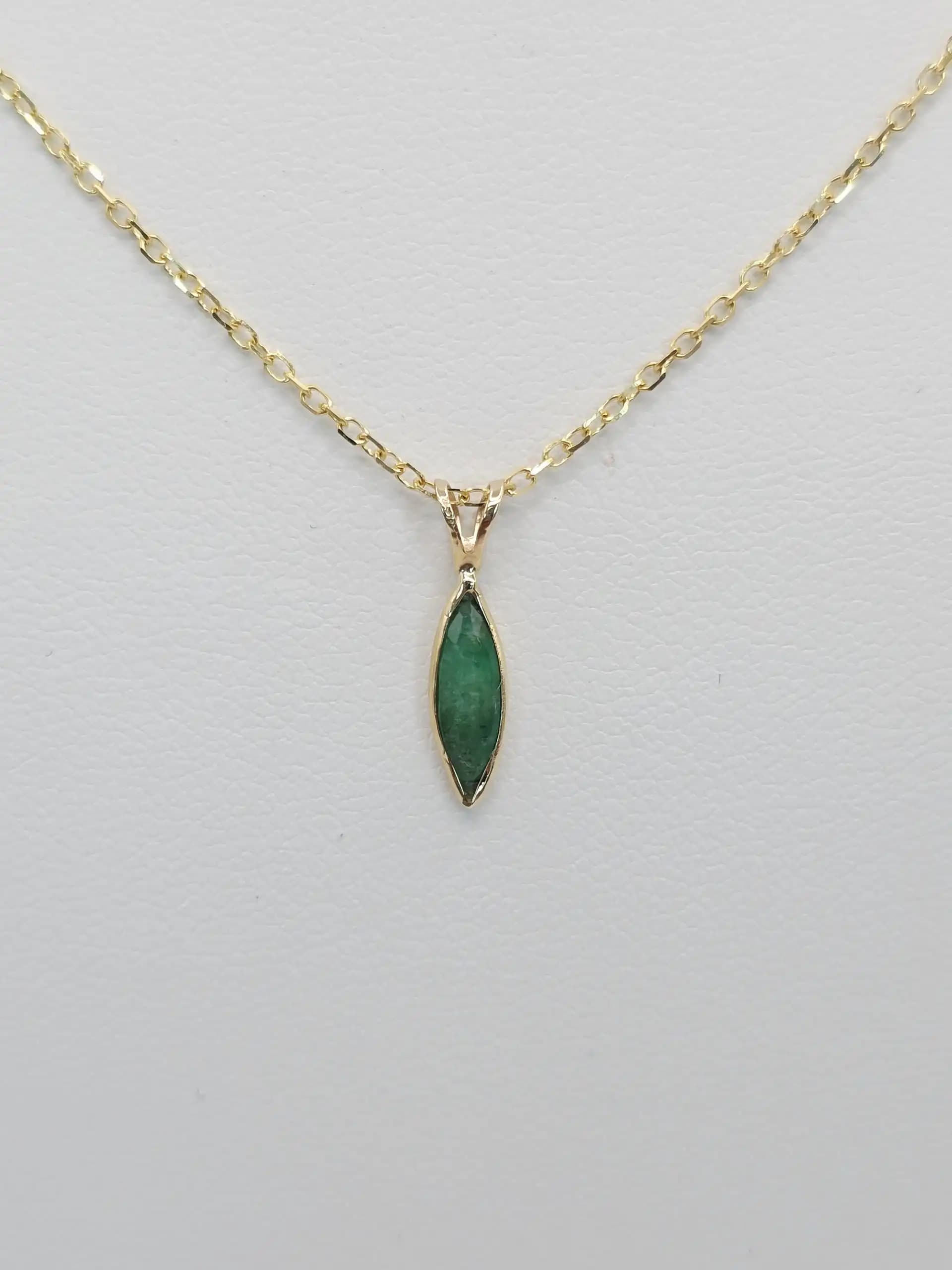 Marquise Shape Natural Emerlad Pendent Necklace