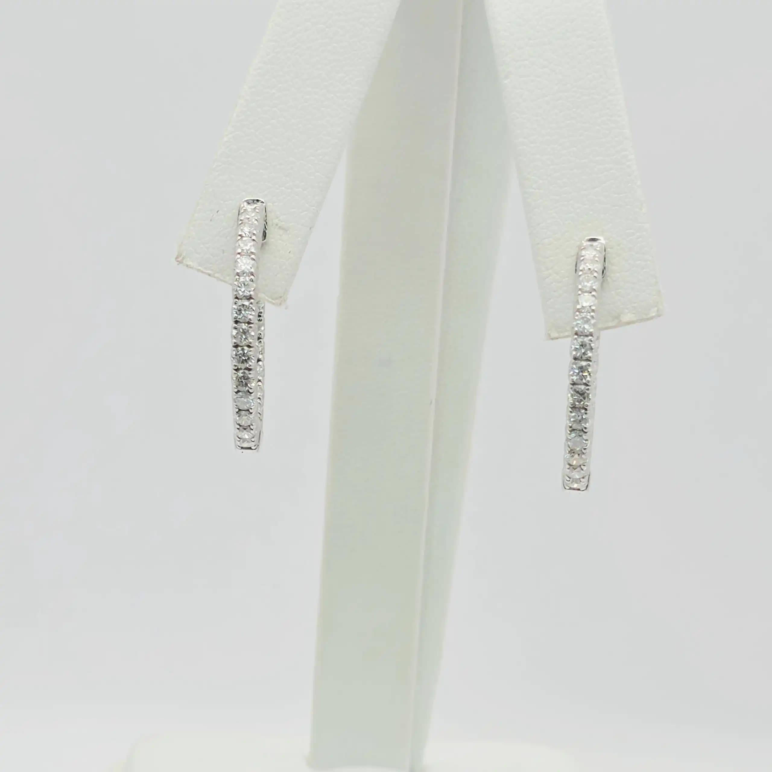 1.50 cts round natural diamond inside out hoop earrings in 14K white gold