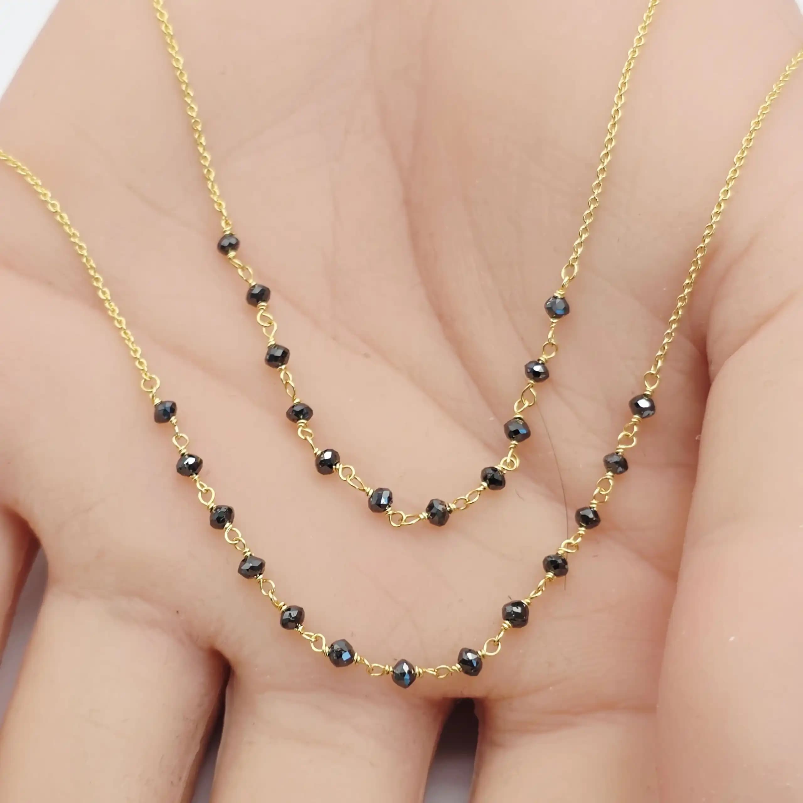 Black diamond Beads chain Necklace