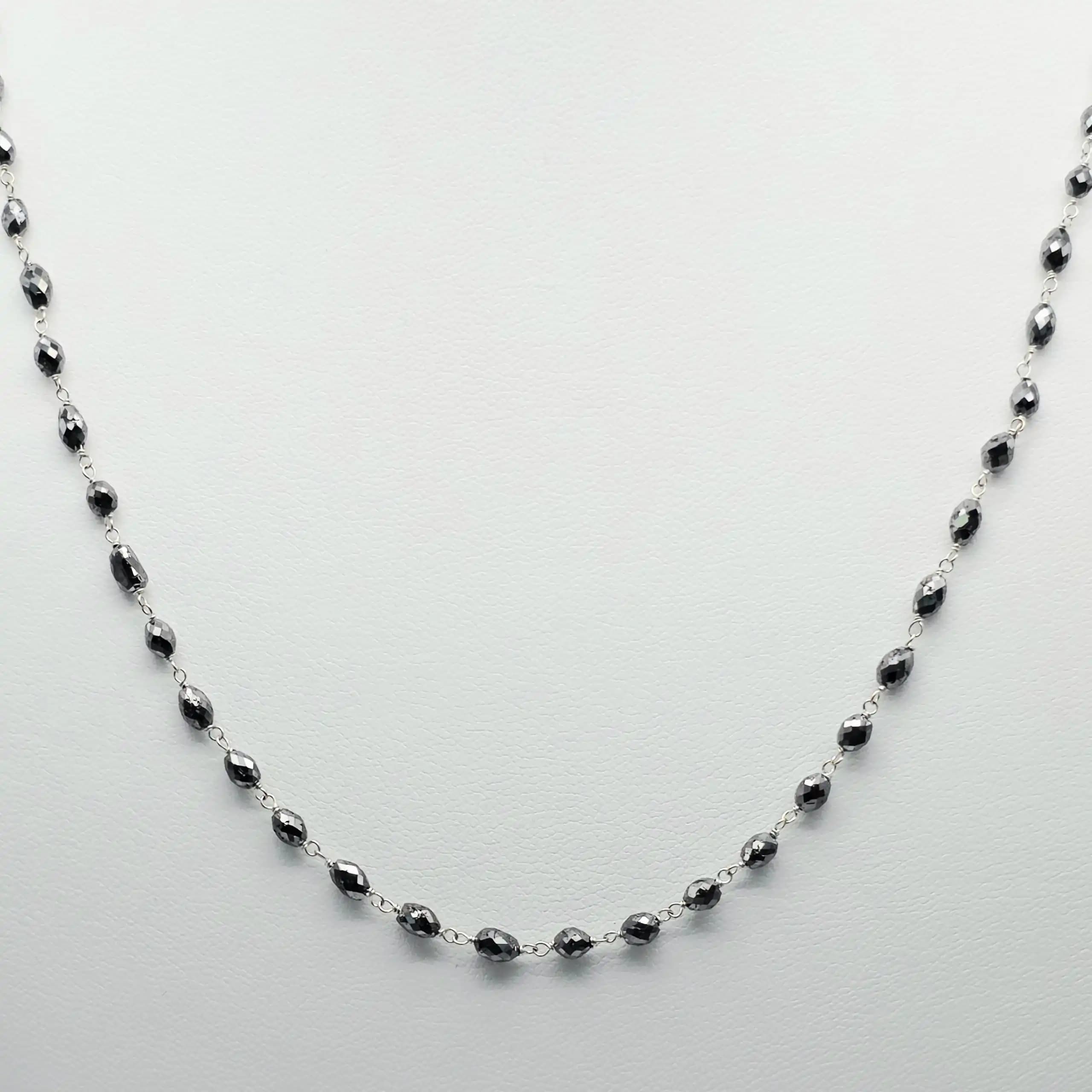 15.00 Cts black Diamond Beads Rosary Necklace
