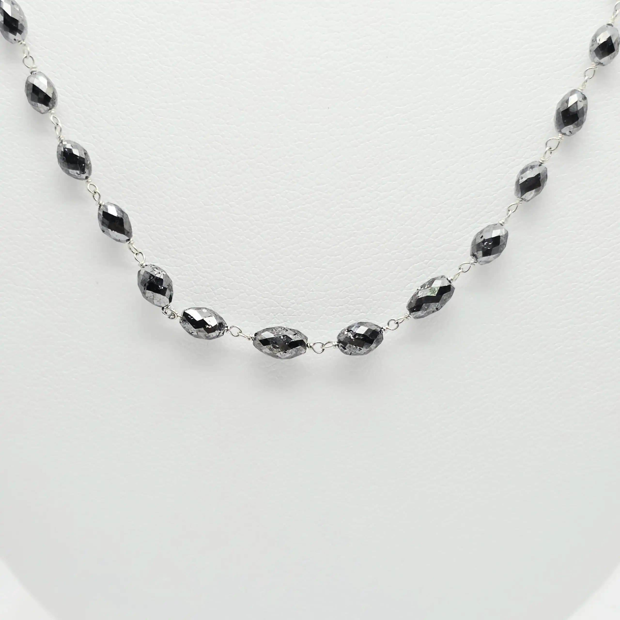35.00 Cts black Diamond Beads Rosary Necklace