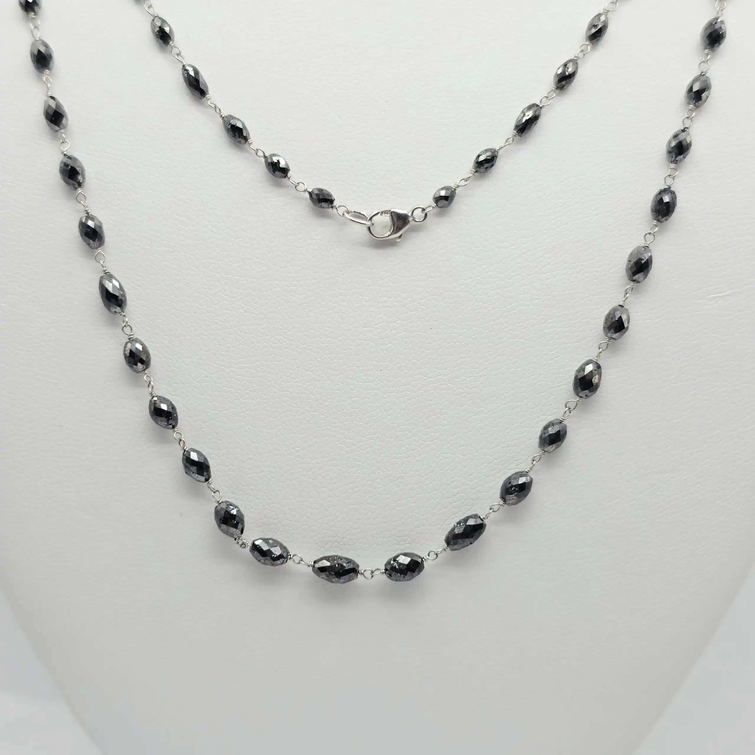 35.00 Cts black Diamond Beads Rosary Necklace