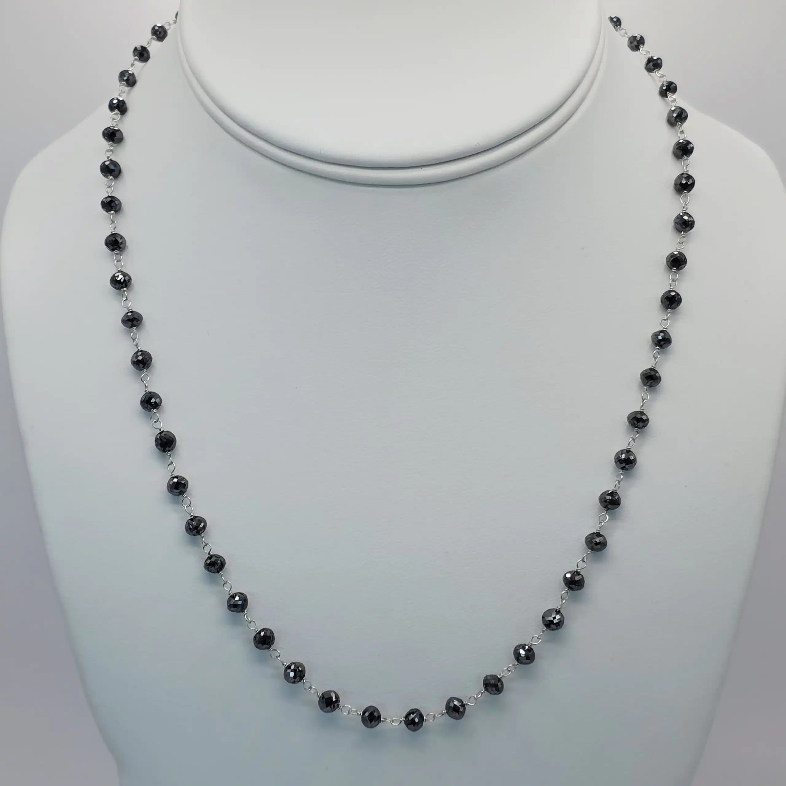 27.00 Cts black Diamond Beads Rosary Necklace