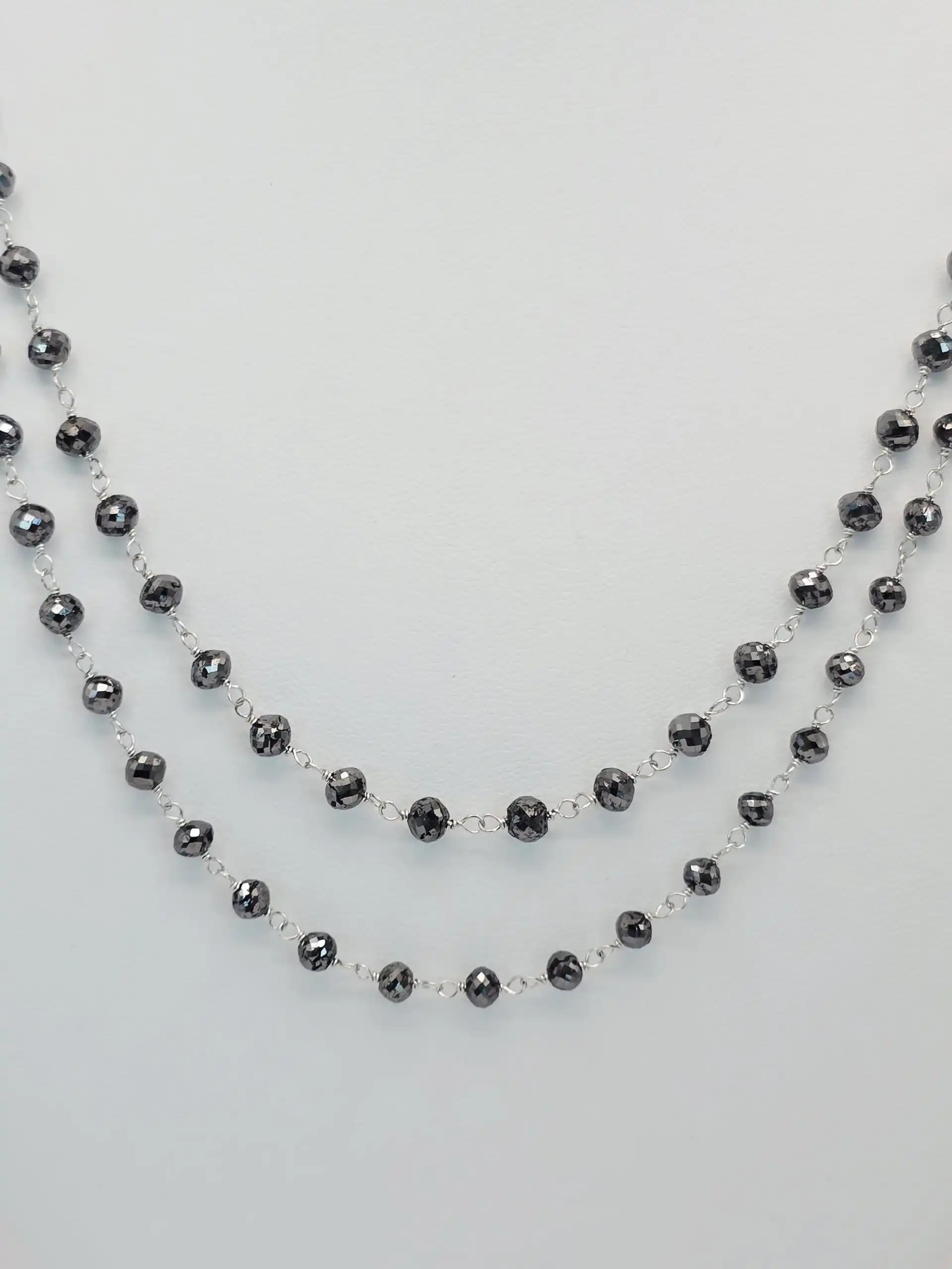 52.00 black Diamond Beads Rosary Necklace
