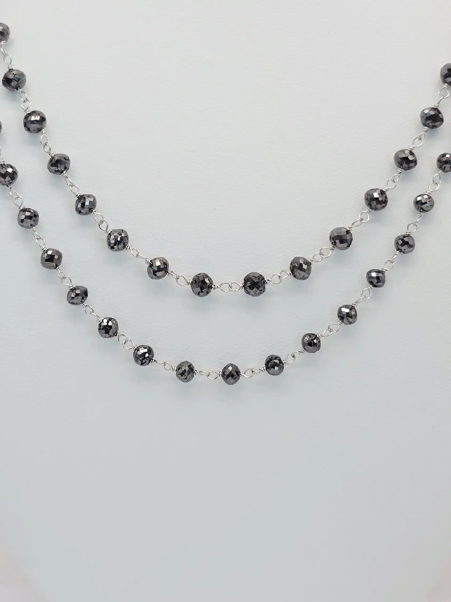 52.00 black Diamond Beads Rosary Necklace