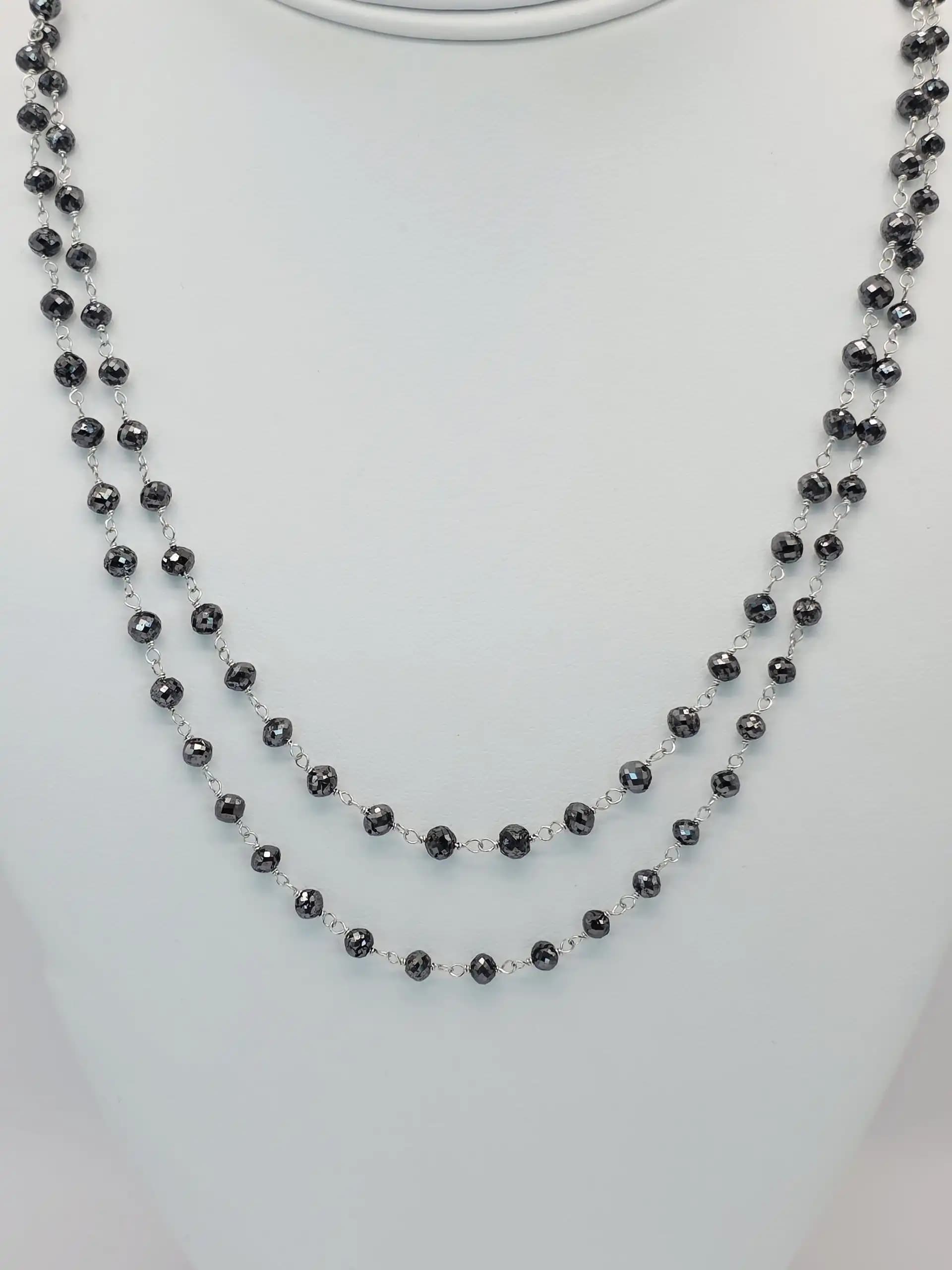 52.00 black Diamond Beads Rosary Necklace