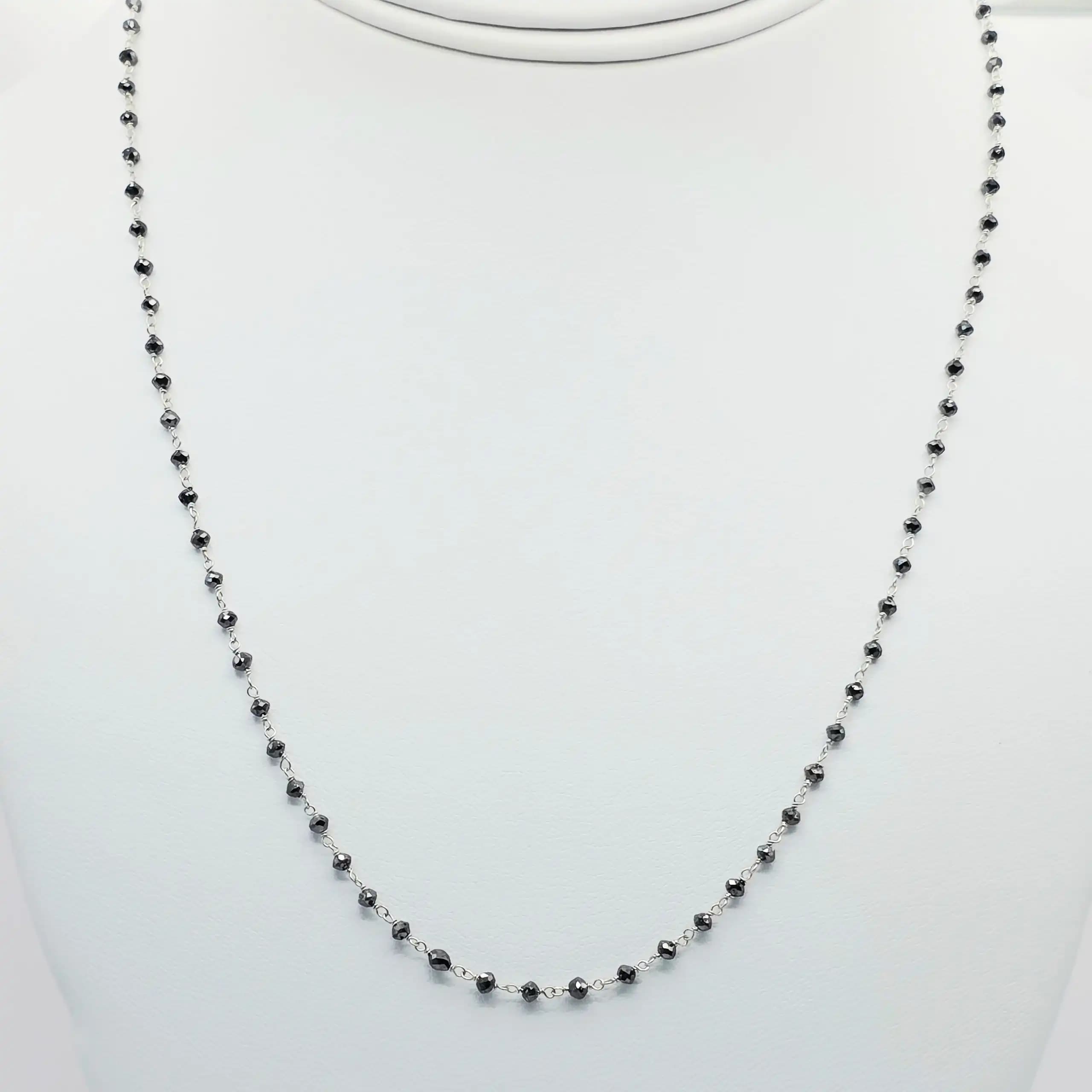 6.00 Cts black Diamond Beads Rosary Necklace