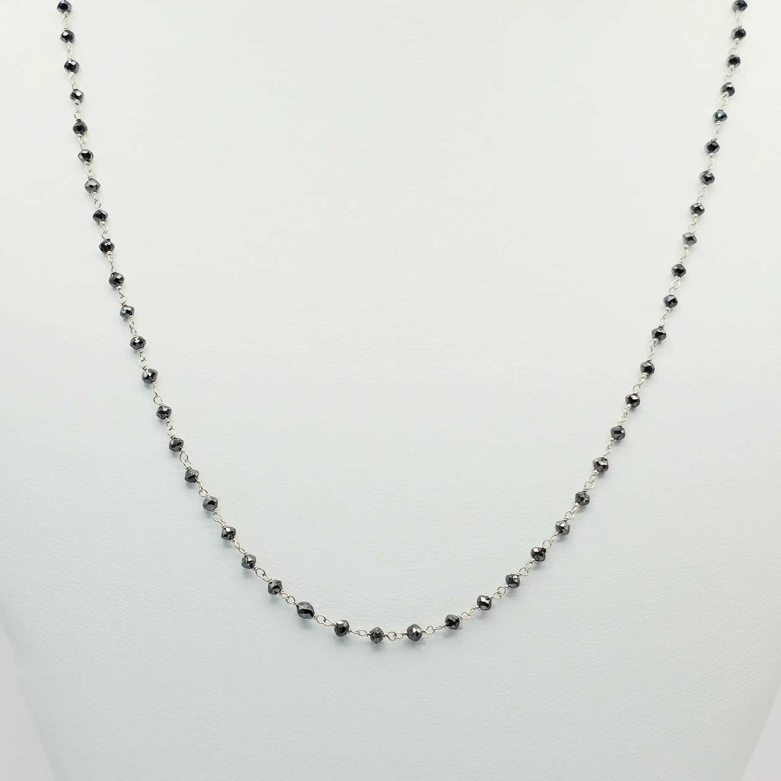 6.00 Cts black Diamond Beads Rosary Necklace