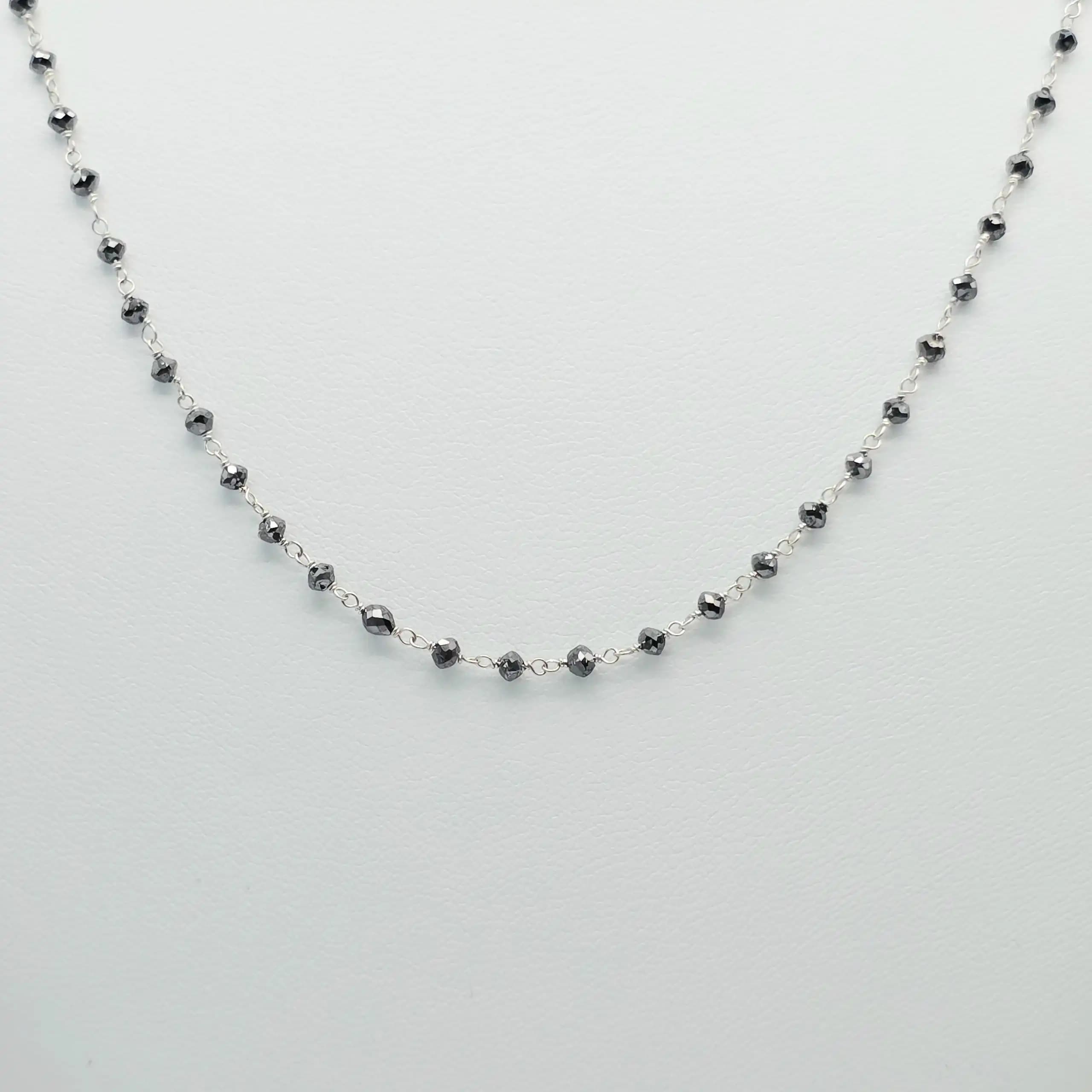 6.00 Cts black Diamond Beads Rosary Necklace