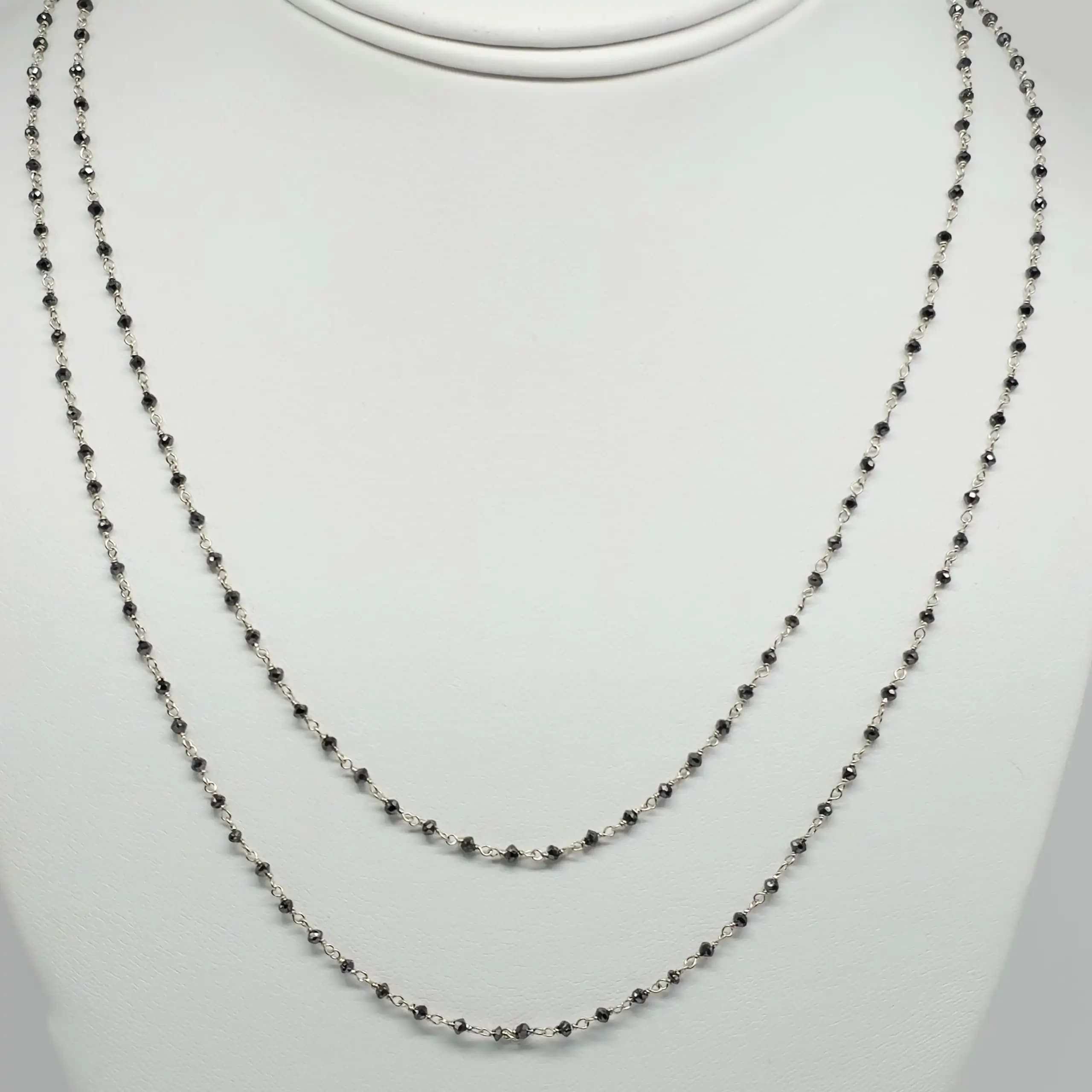 8.00 Cts black Diamond Beads Rosary Necklace