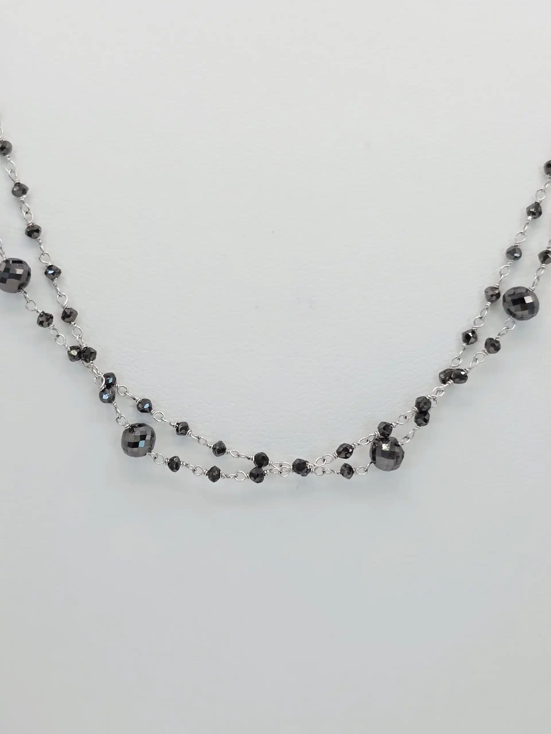 20.00 Cts Black Diamond Rosary Necklace