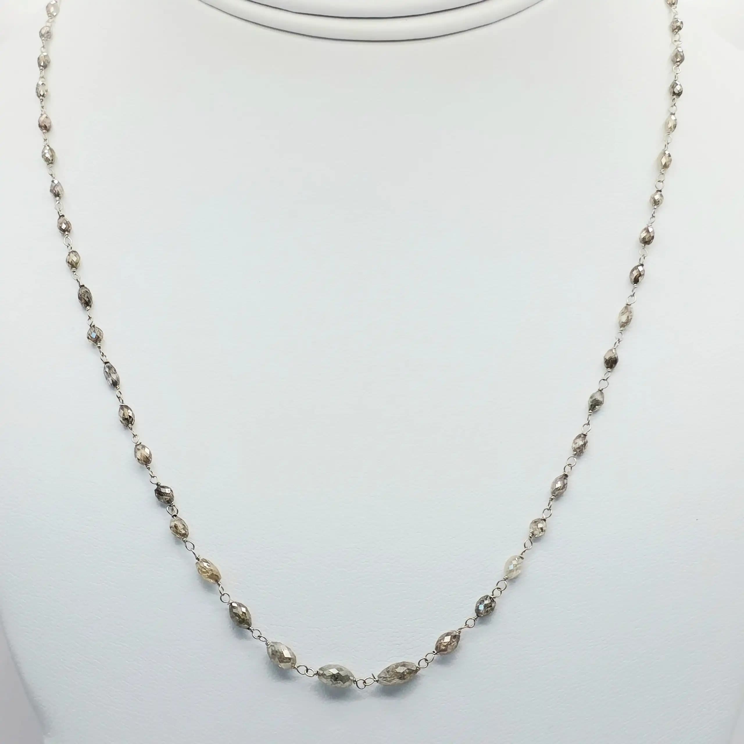 10.00 Cts Champagne Diamond Beads Rosary Necklace
