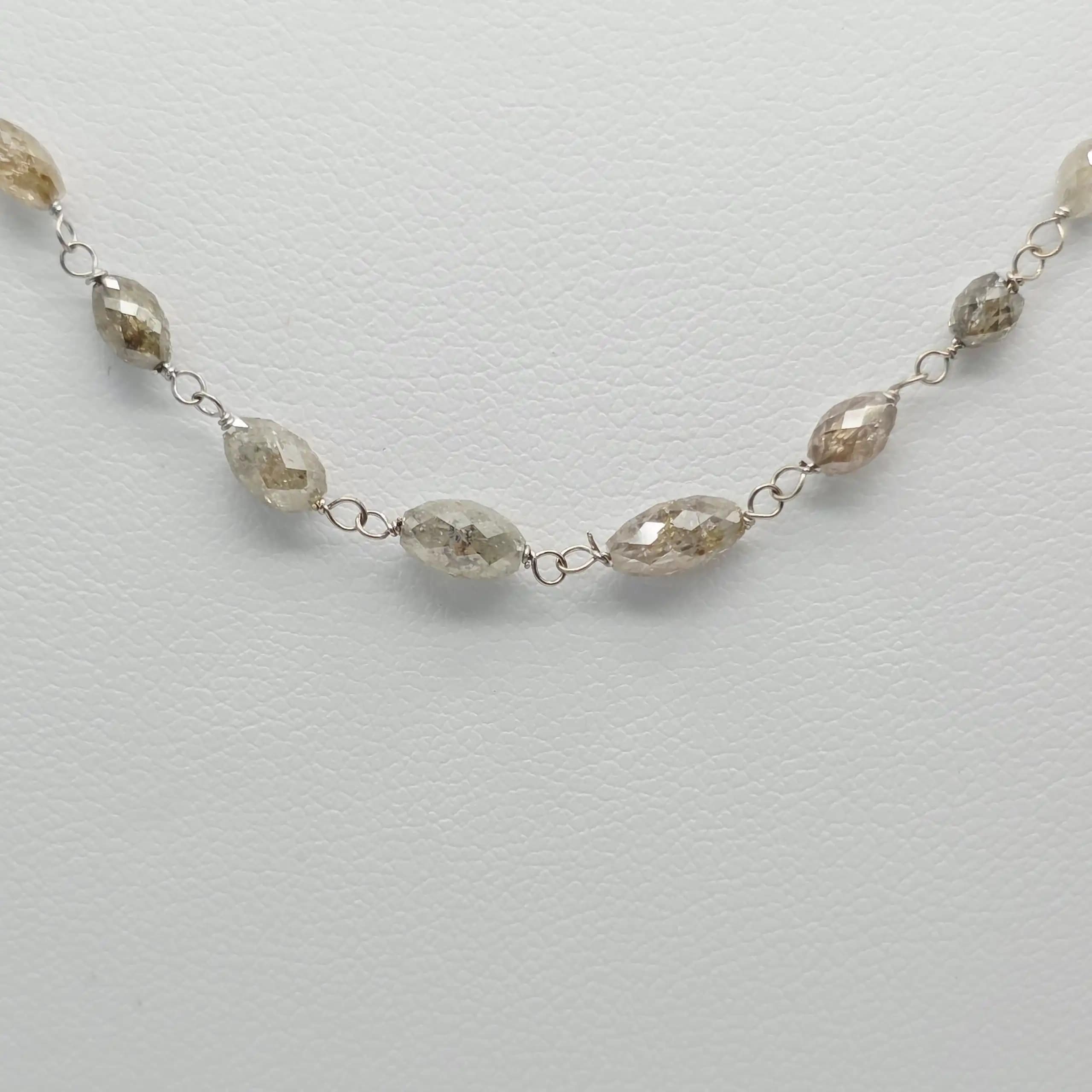 10.00 Cts Champagne Diamond Beads Rosary Necklace