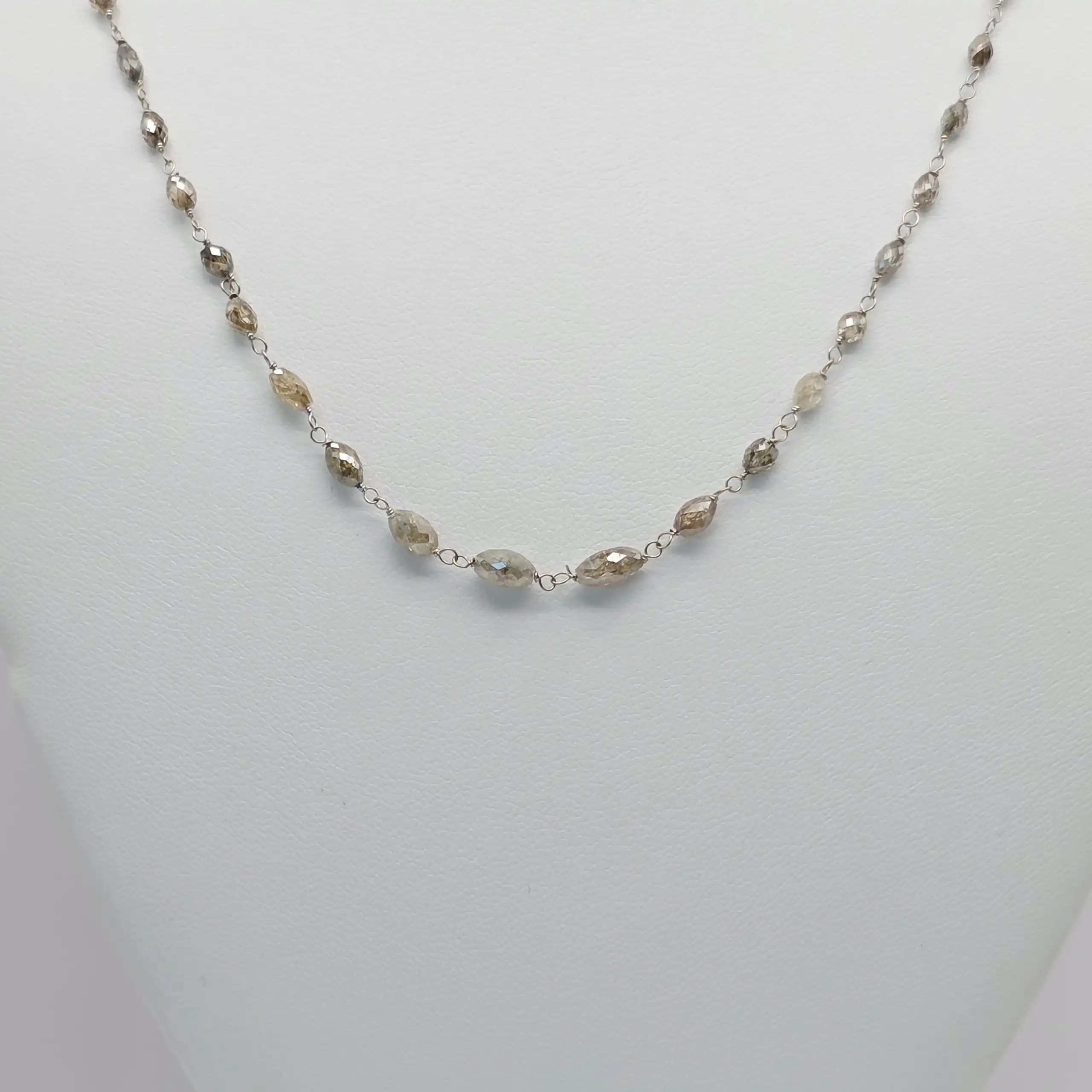 10.00 Cts Champagne Diamond Beads Rosary Necklace