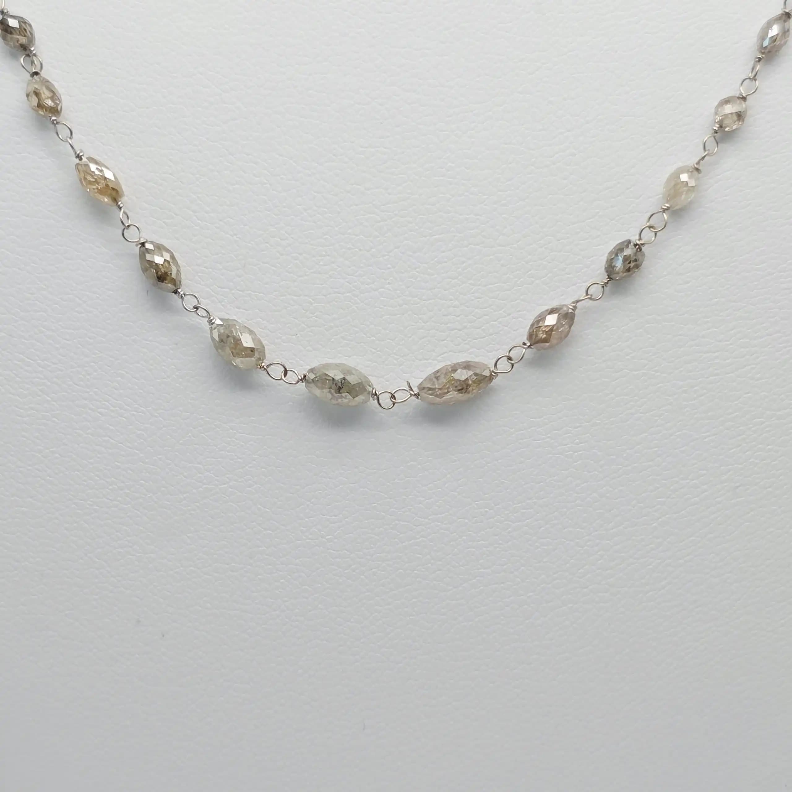 10.00 Cts Champagne Diamond Beads Rosary Necklace
