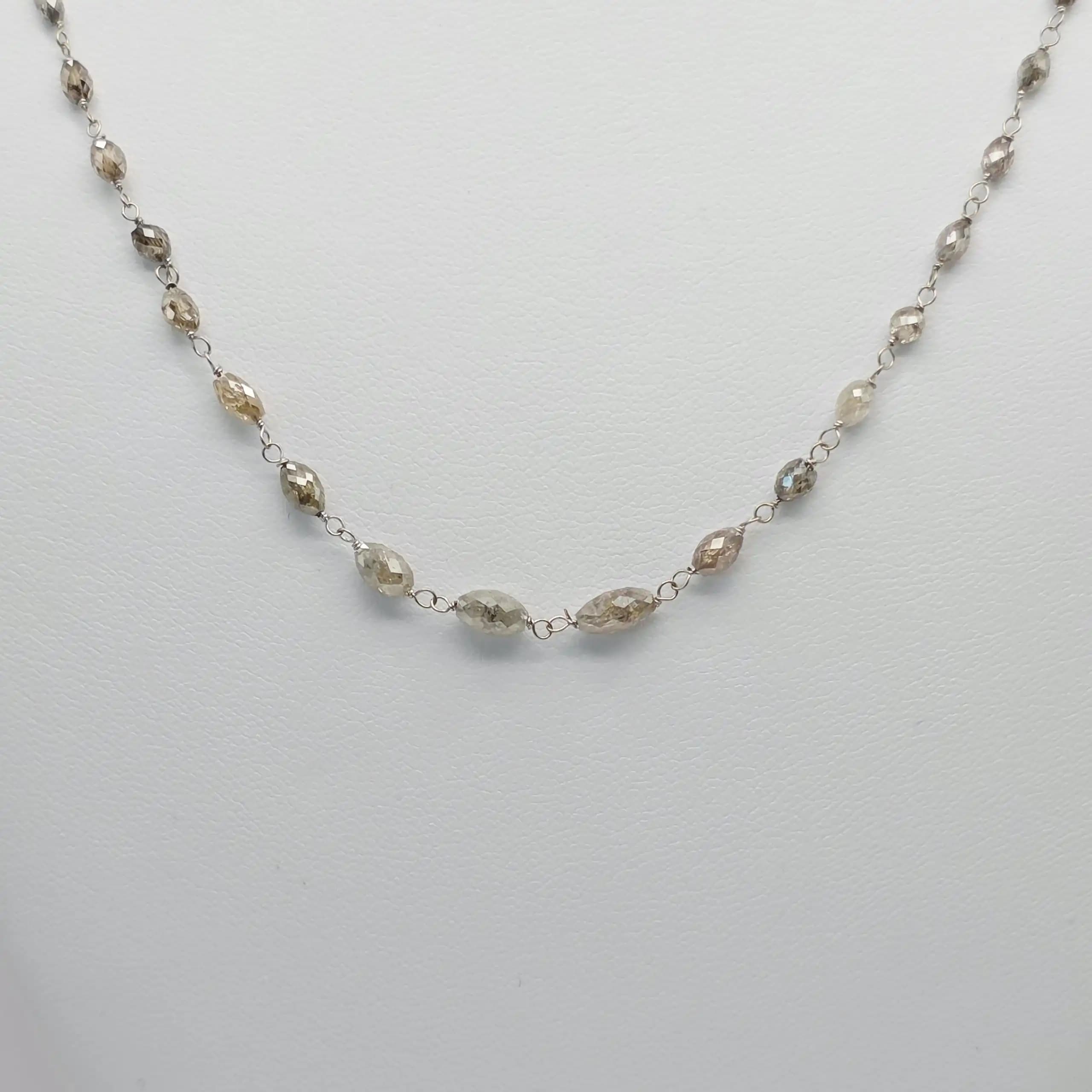 10.00 Cts Champagne Diamond Beads Rosary Necklace