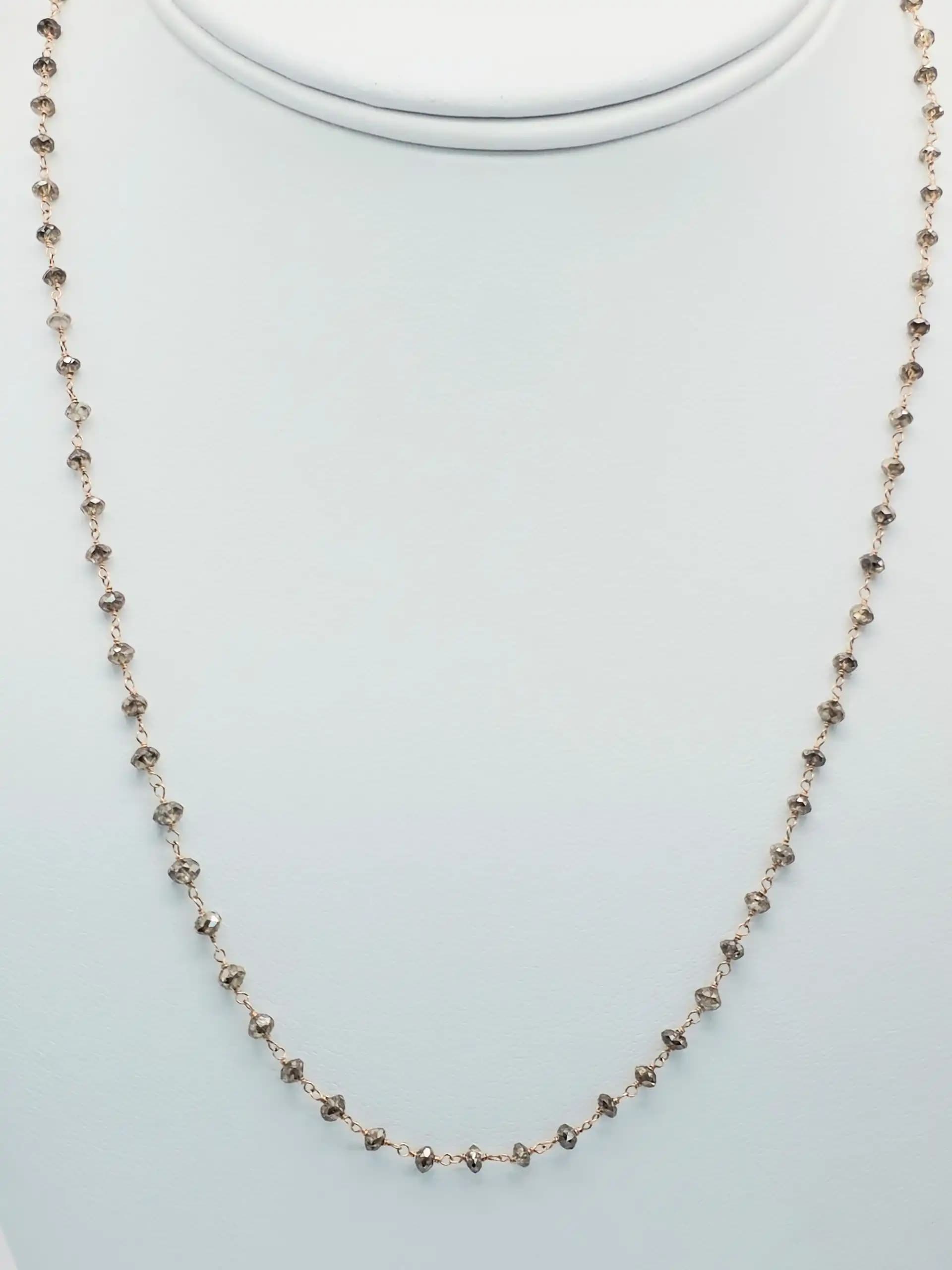 11.00 cts Chamapagne Color Diamond Beads Rosary Necklace