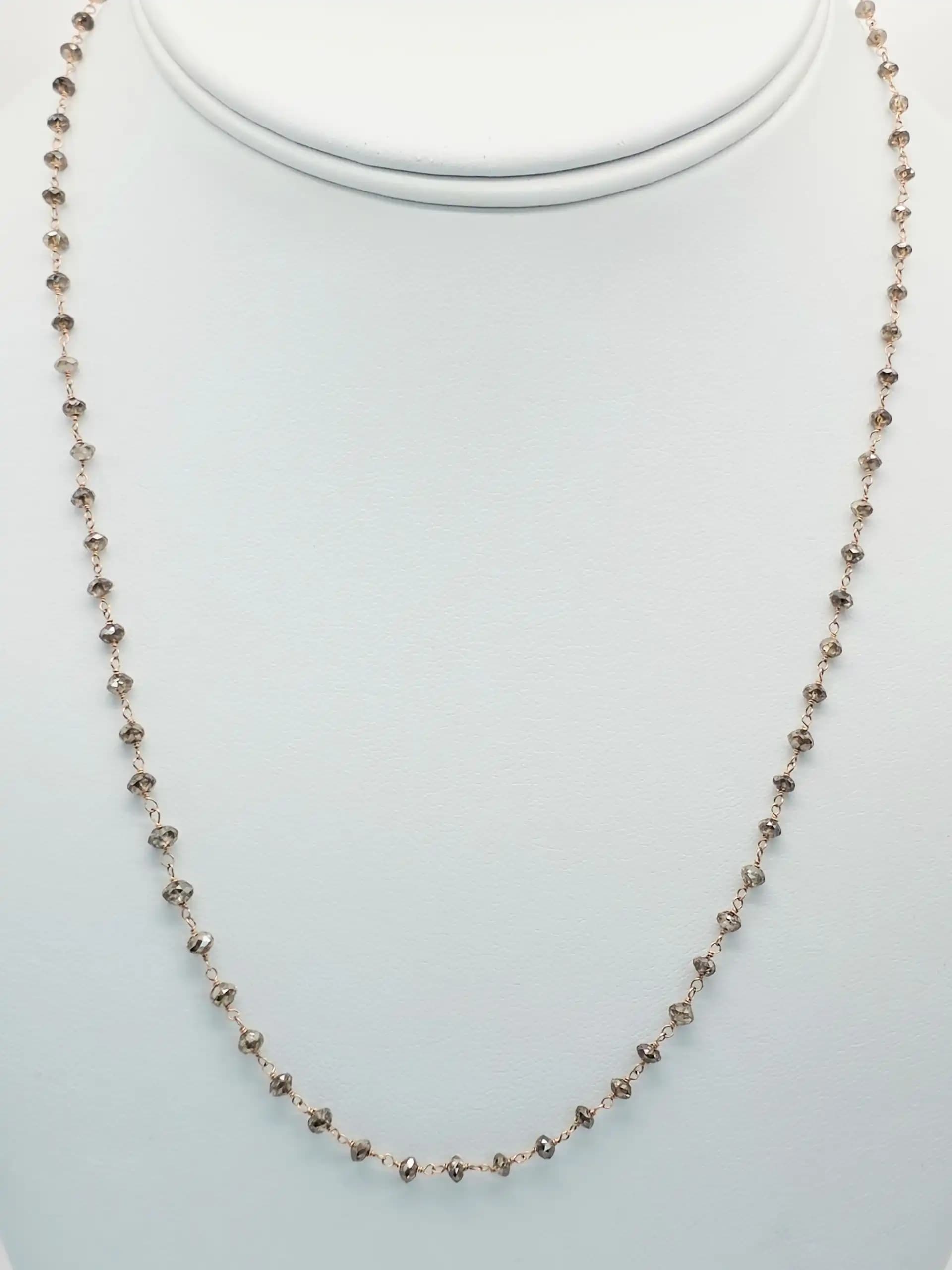 11.00 cts Chamapagne Color Diamond Beads Rosary Necklace