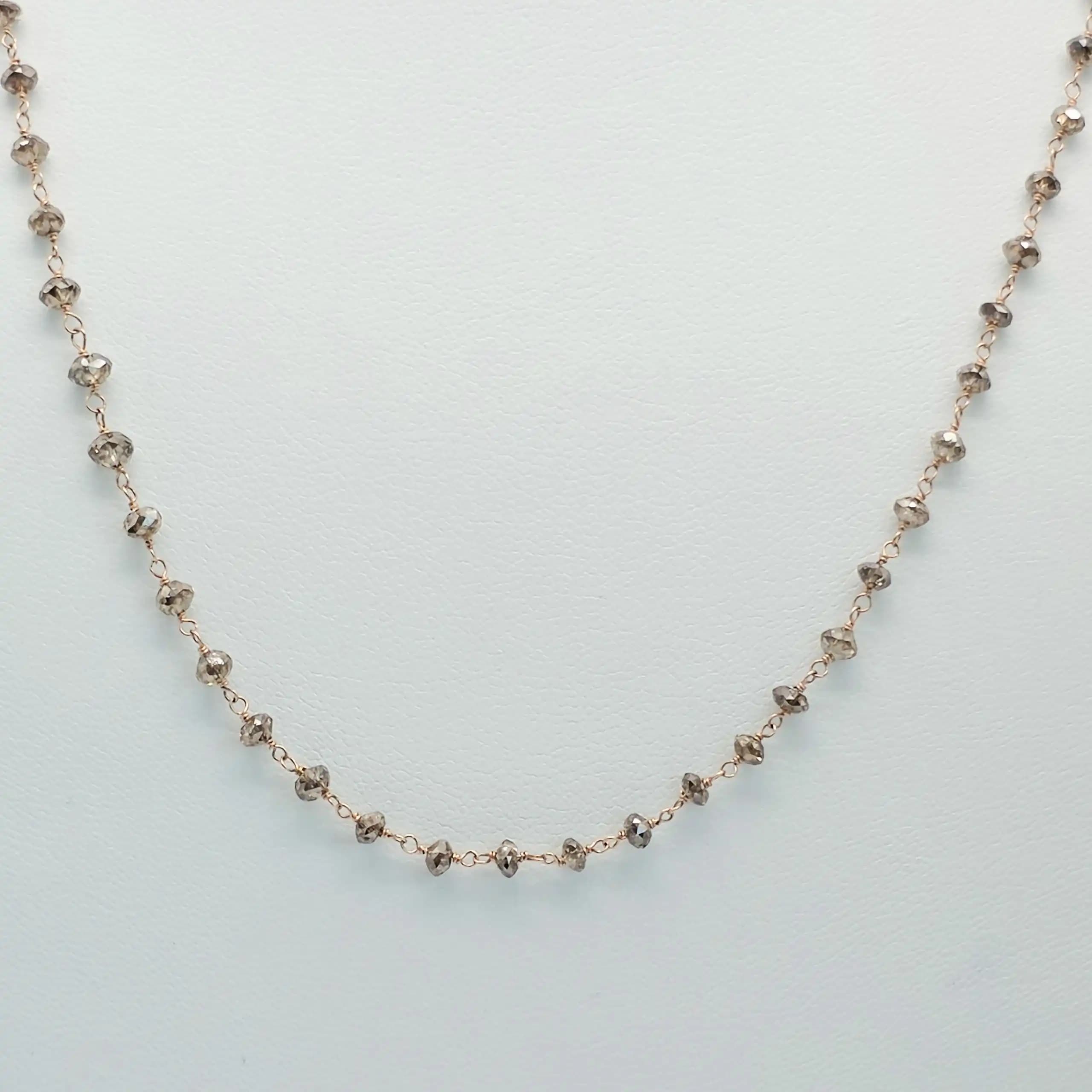 11.00 cts Chamapagne Color Diamond Beads Rosary Necklace