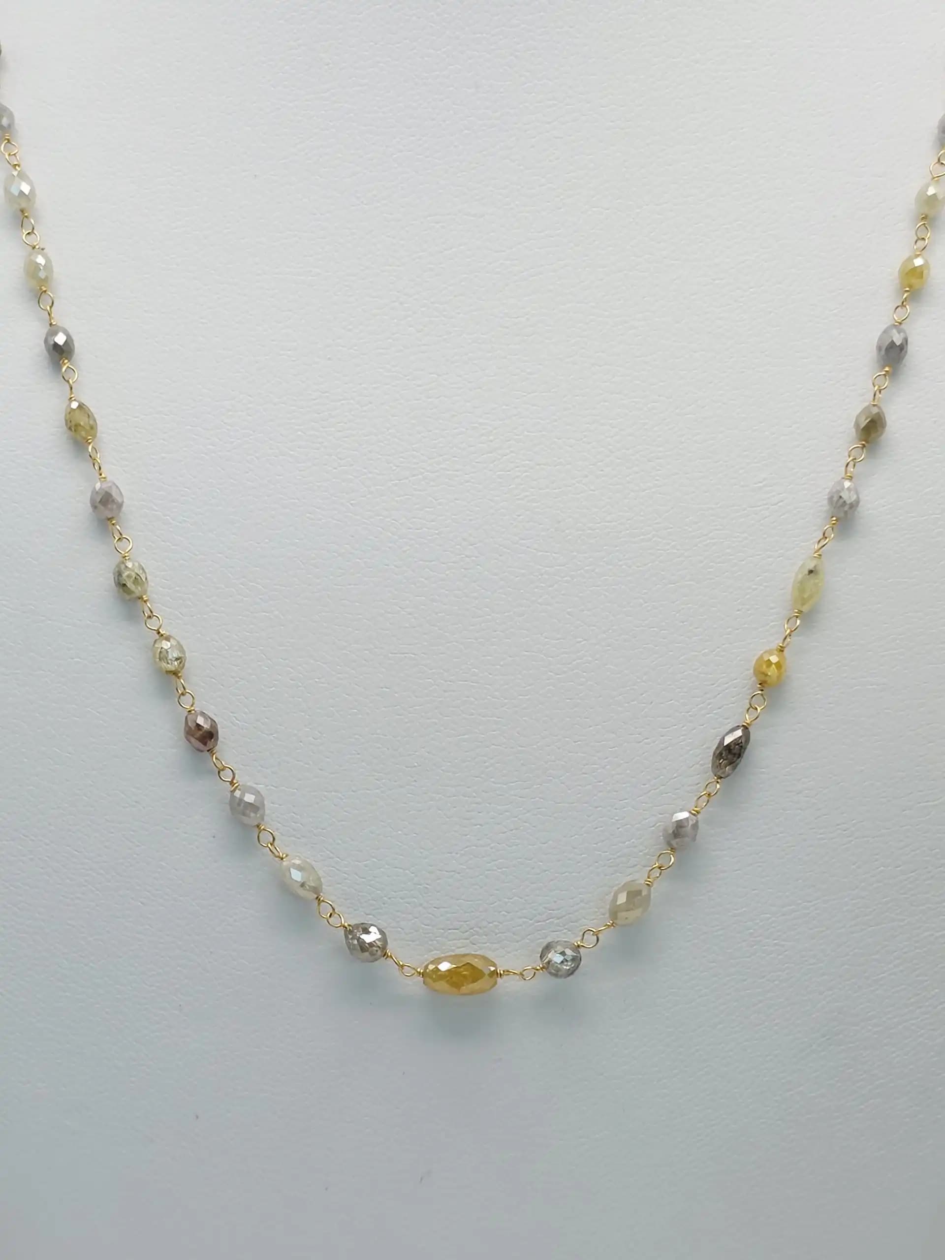 12.00 Cts Multi color marquise Shape natural Diamond Beads Rosary Necklace
