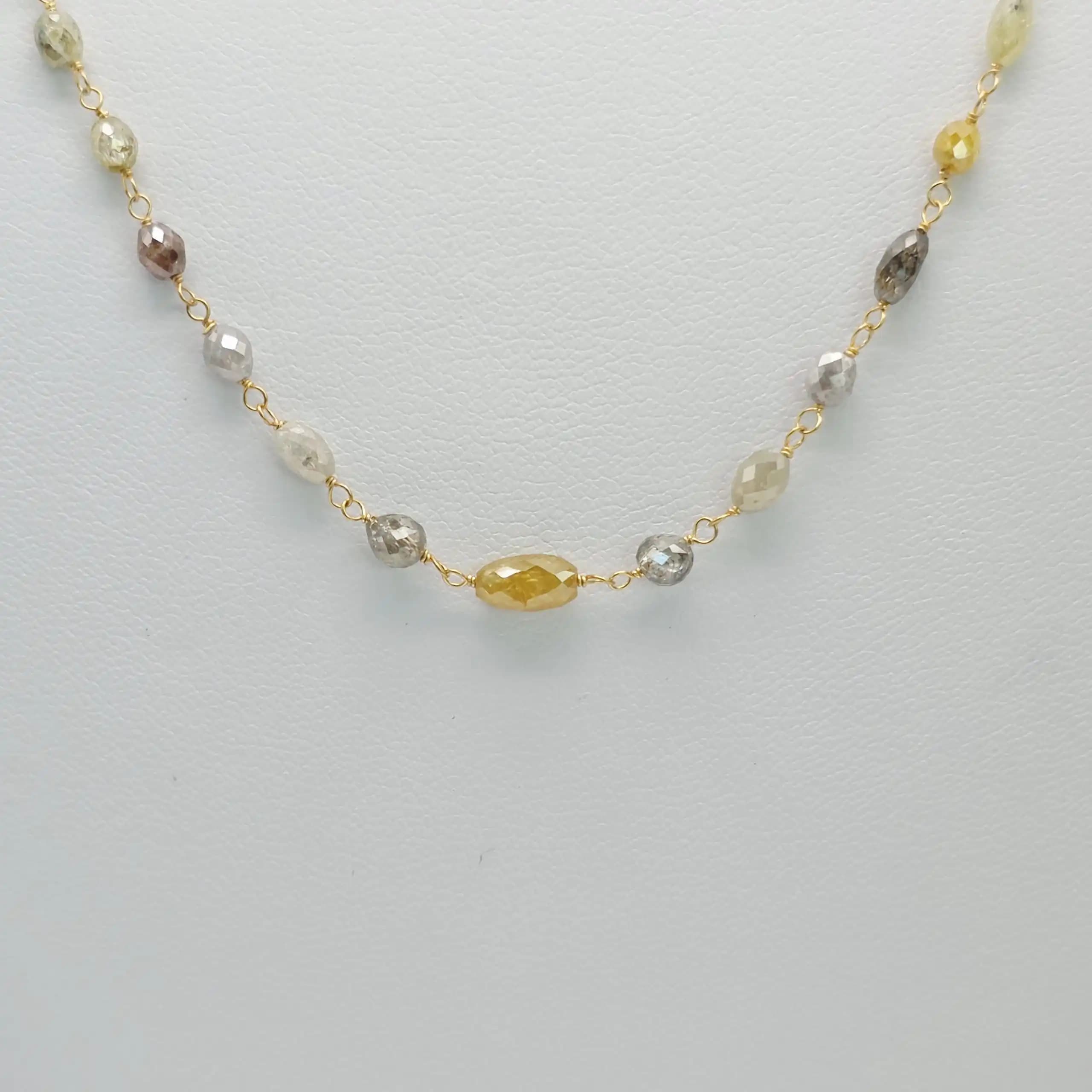 12.00 Cts Multi color marquise Shape natural Diamond Beads Rosary Necklace