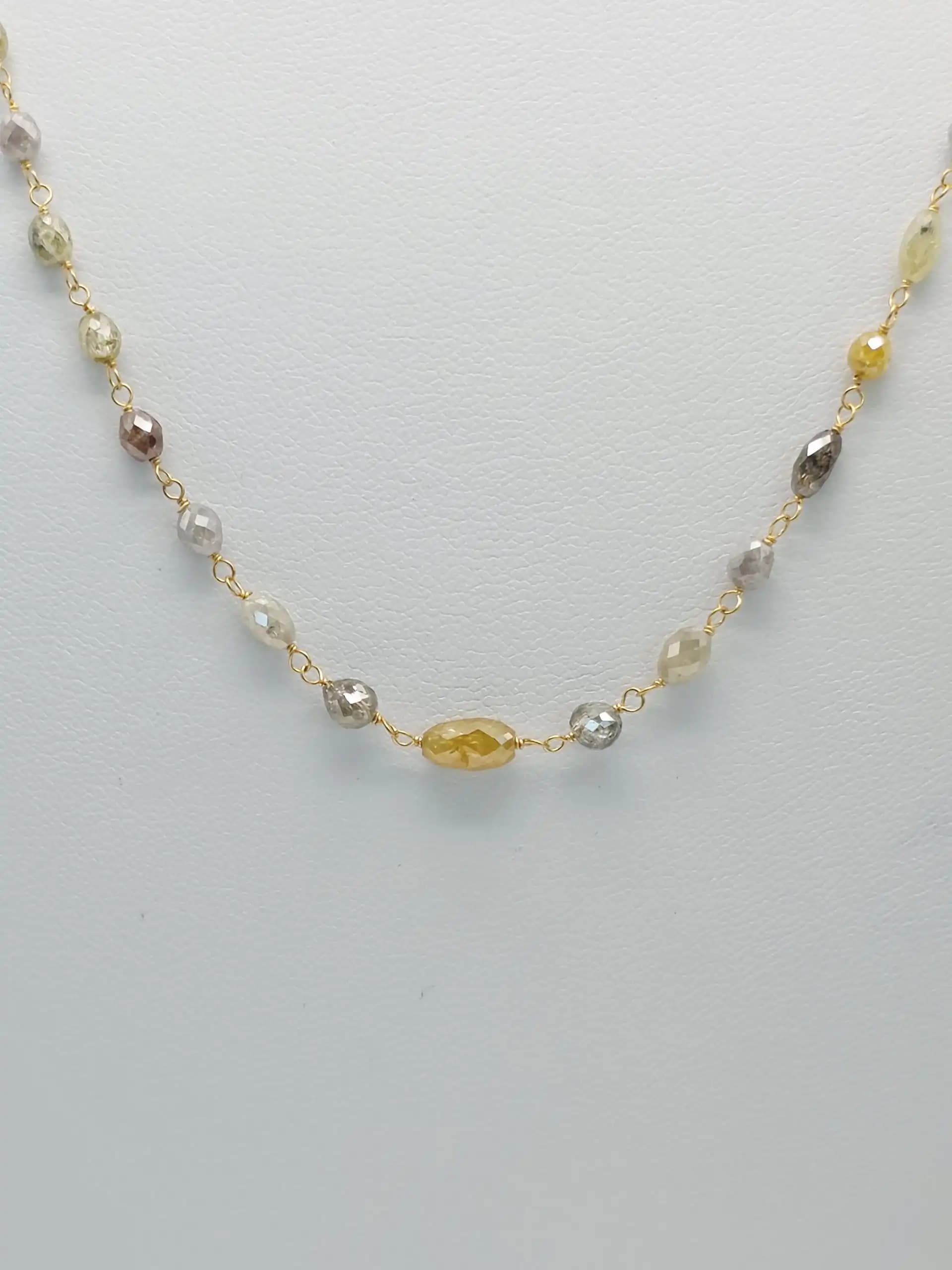 12.00 Cts Multi color marquise Shape natural Diamond Beads Rosary Necklace