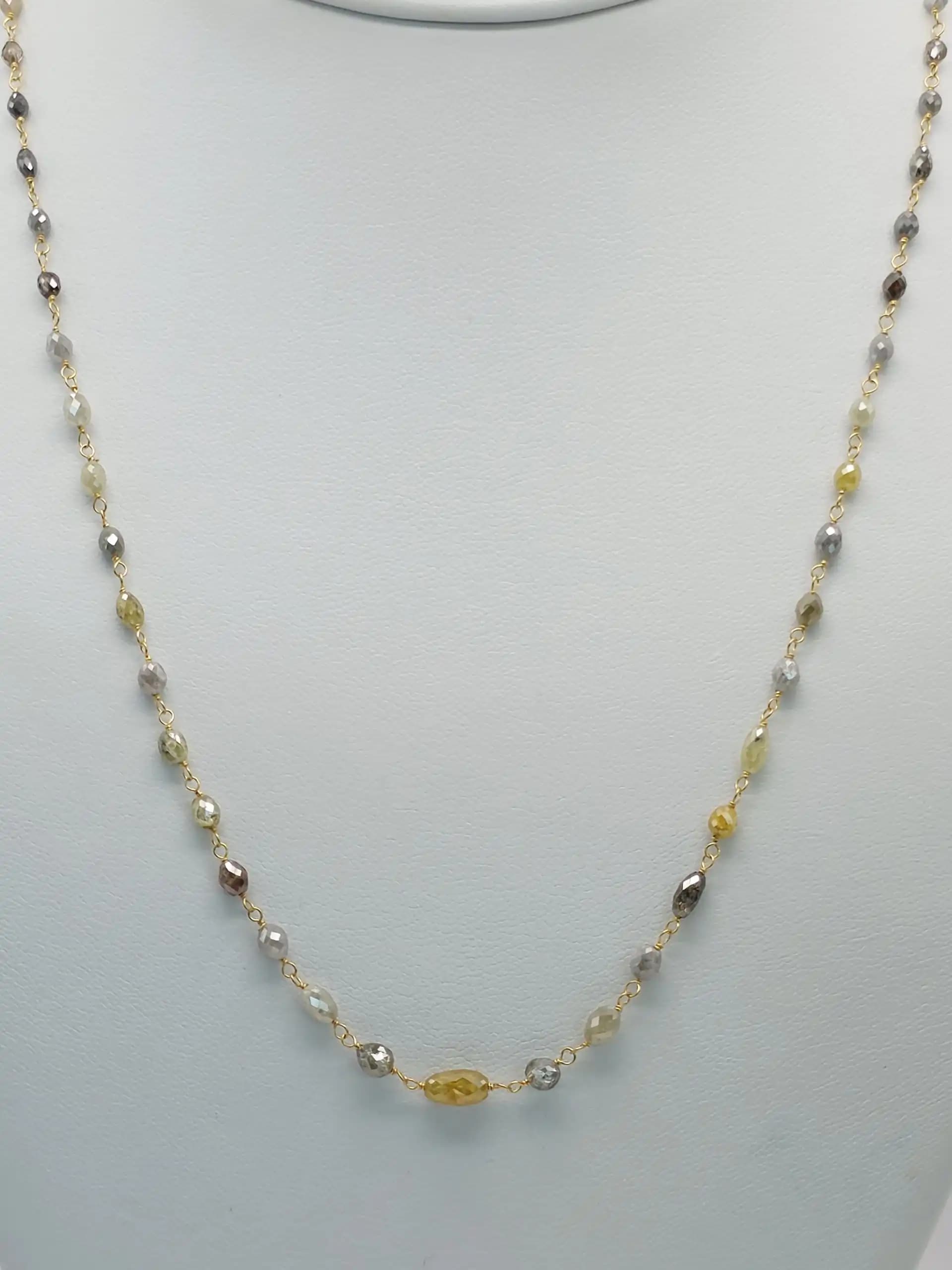 12.00 Cts Multi color marquise Shape natural Diamond Beads Rosary Necklace