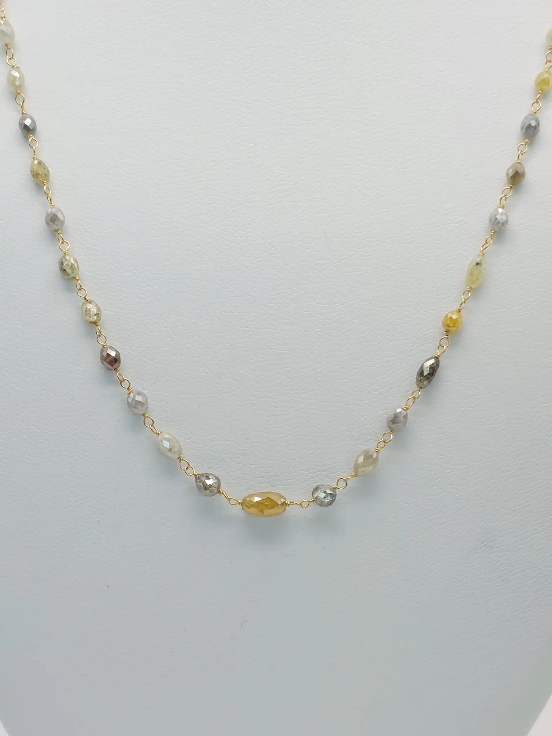 12.00 Cts Multi color marquise Shape natural Diamond Beads Rosary Necklace