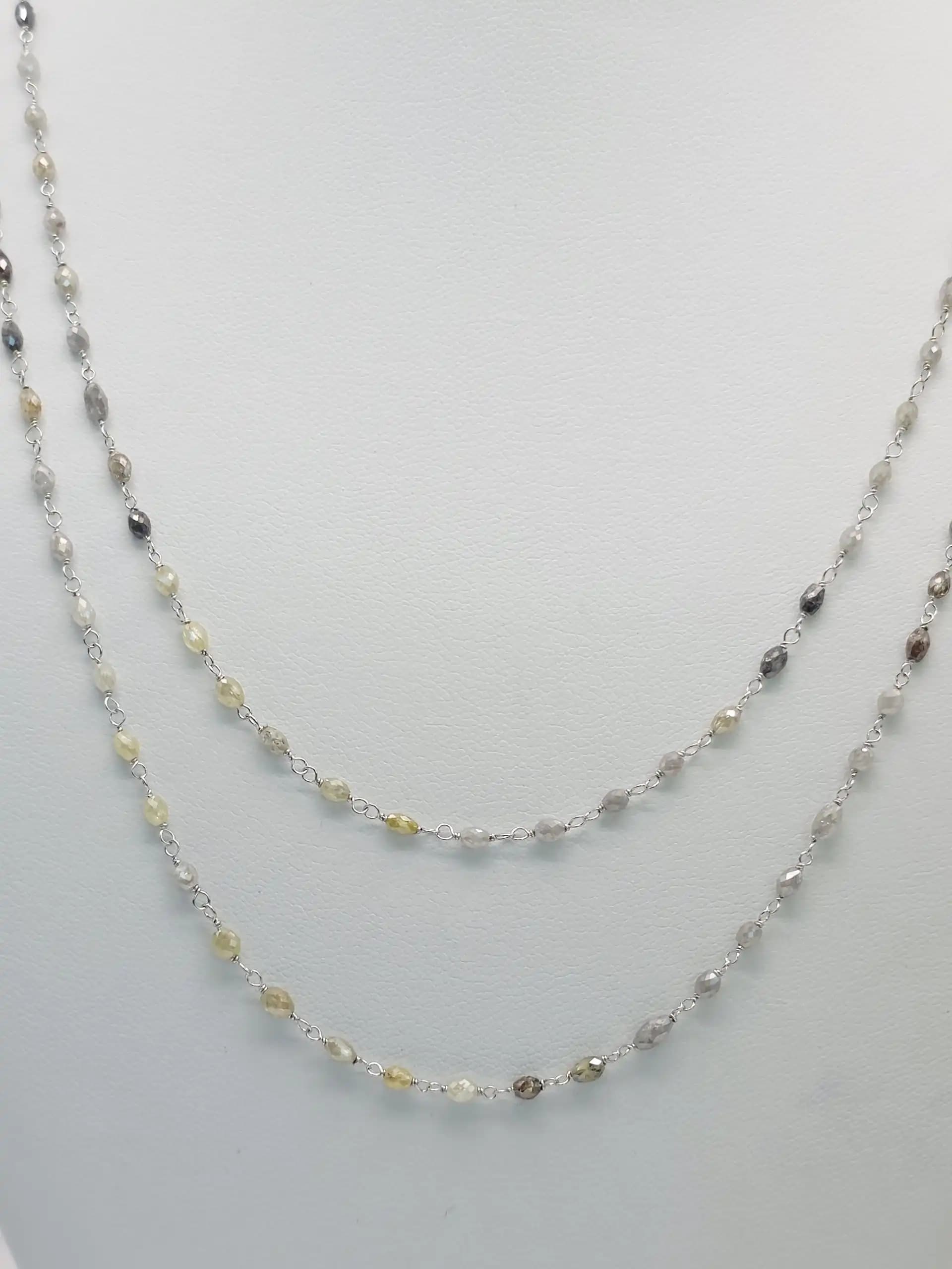 17.00 Cts Marquise Shape Multi Color Diamond Beads Rosary Necklace