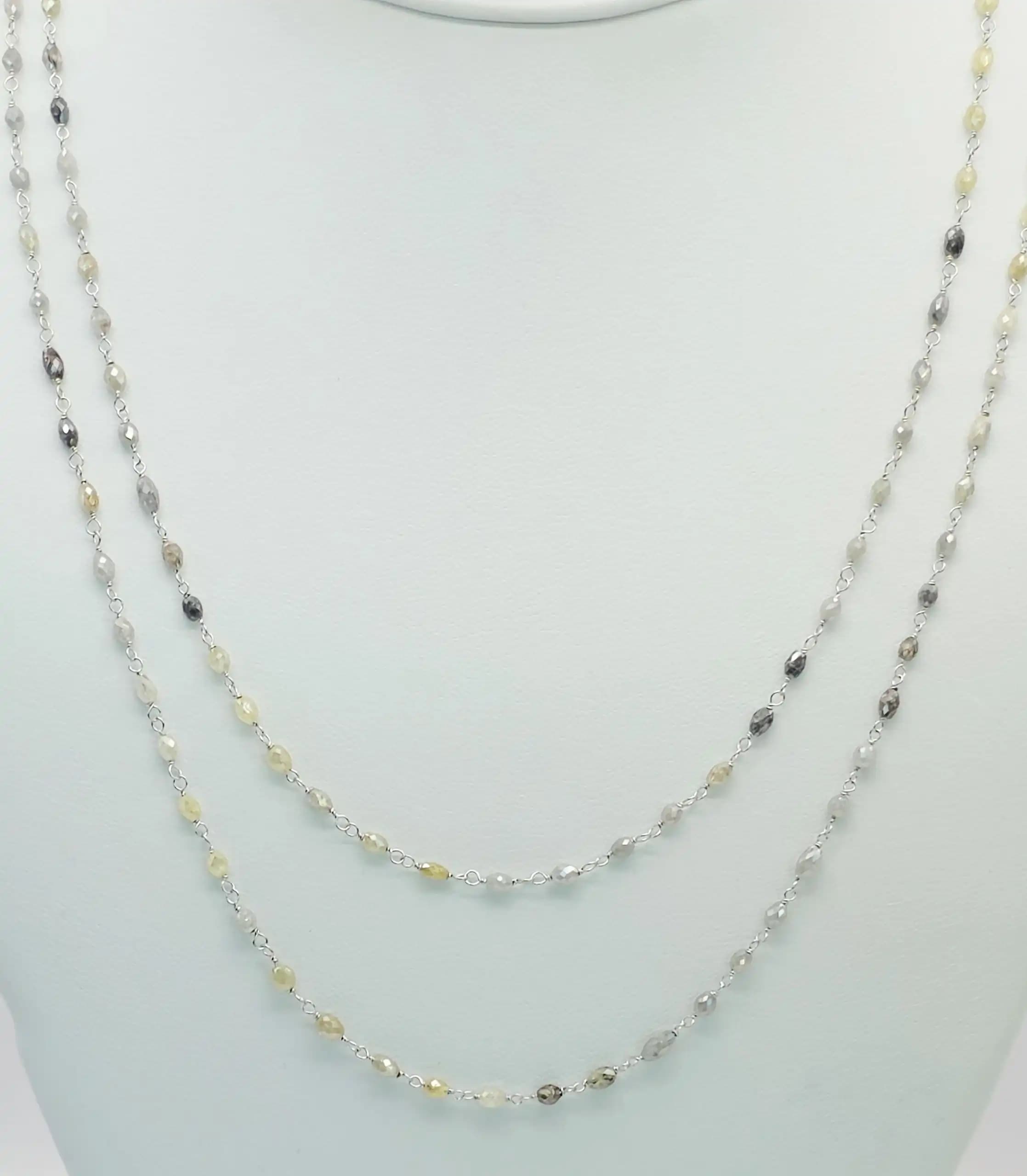 17.00 Cts Marquise Shape Multi Color Diamond Beads Rosary Necklace