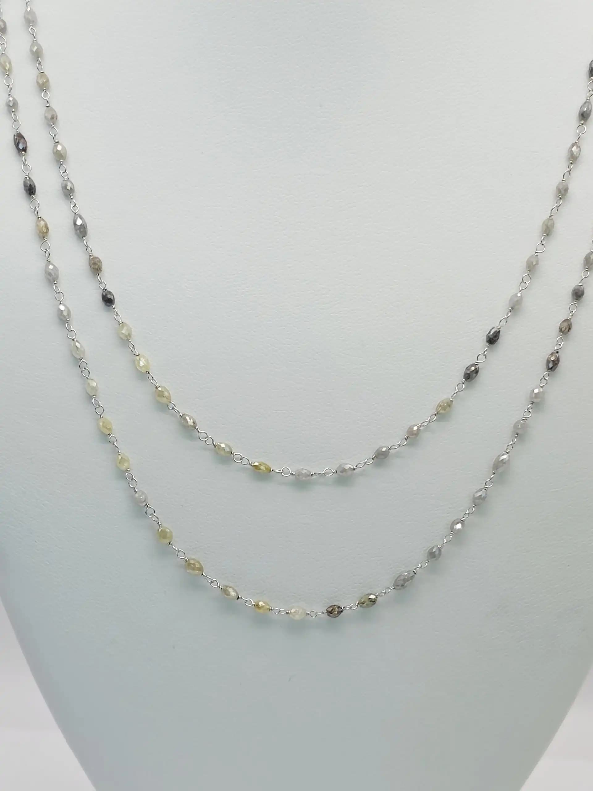 17.00 Cts Marquise Shape Multi Color Diamond Beads Rosary Necklace